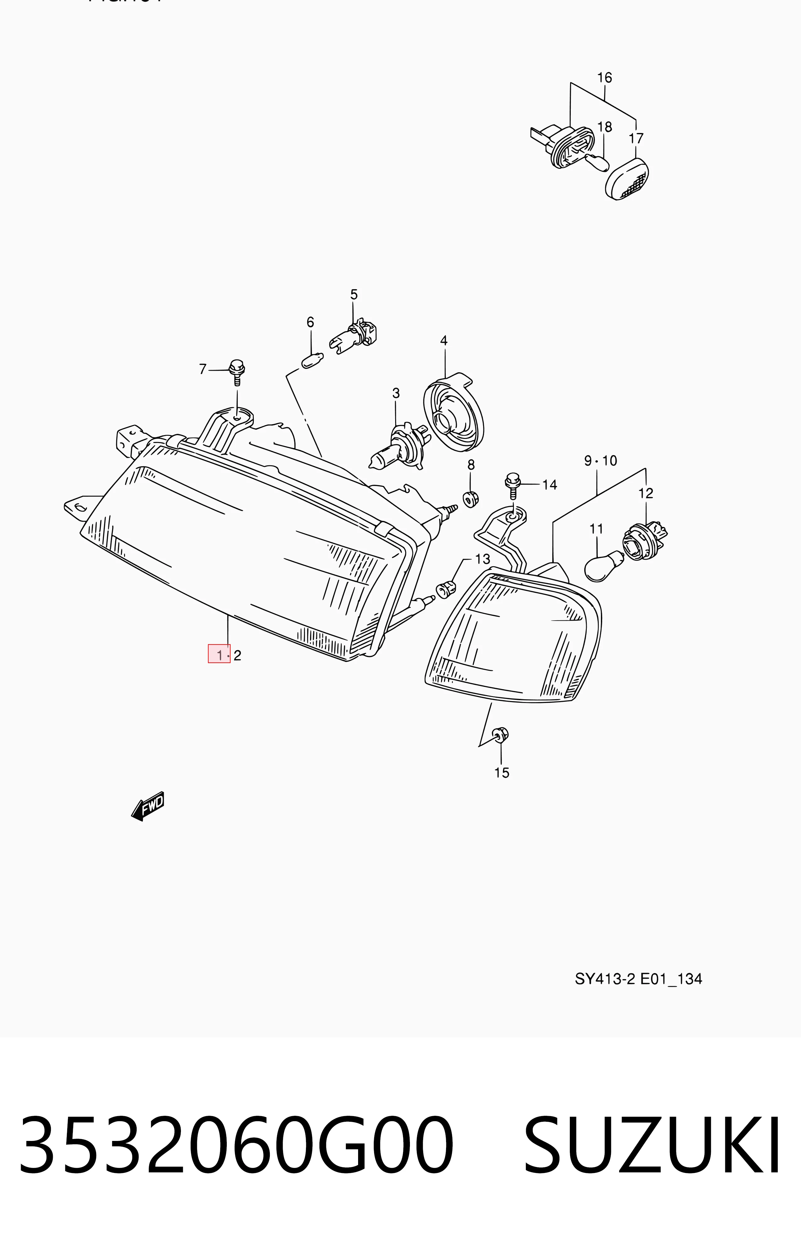 Faro delantero derecho Suzuki Baleno 