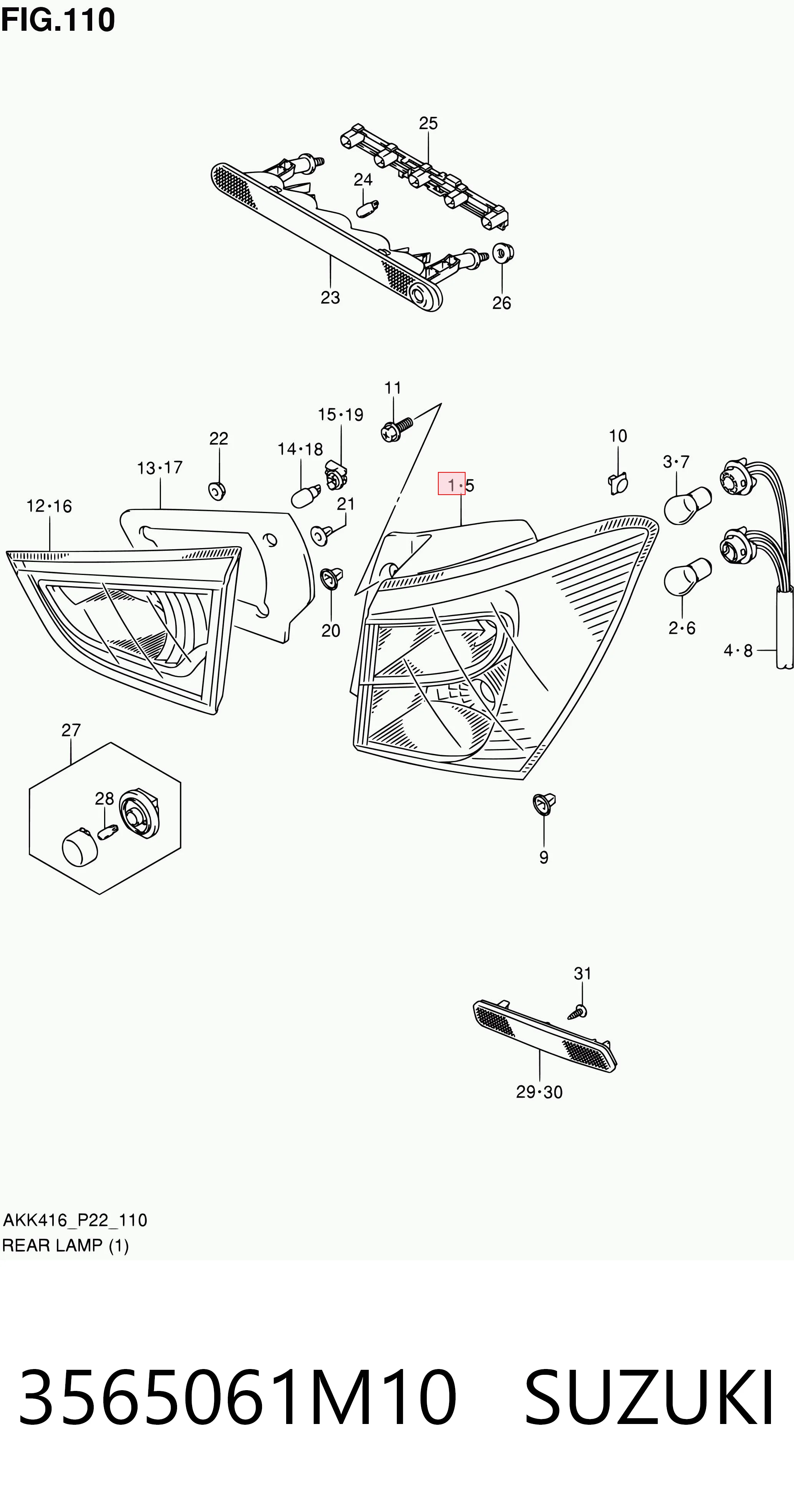 3565061M10 Suzuki Piloto trasero exterior derecho