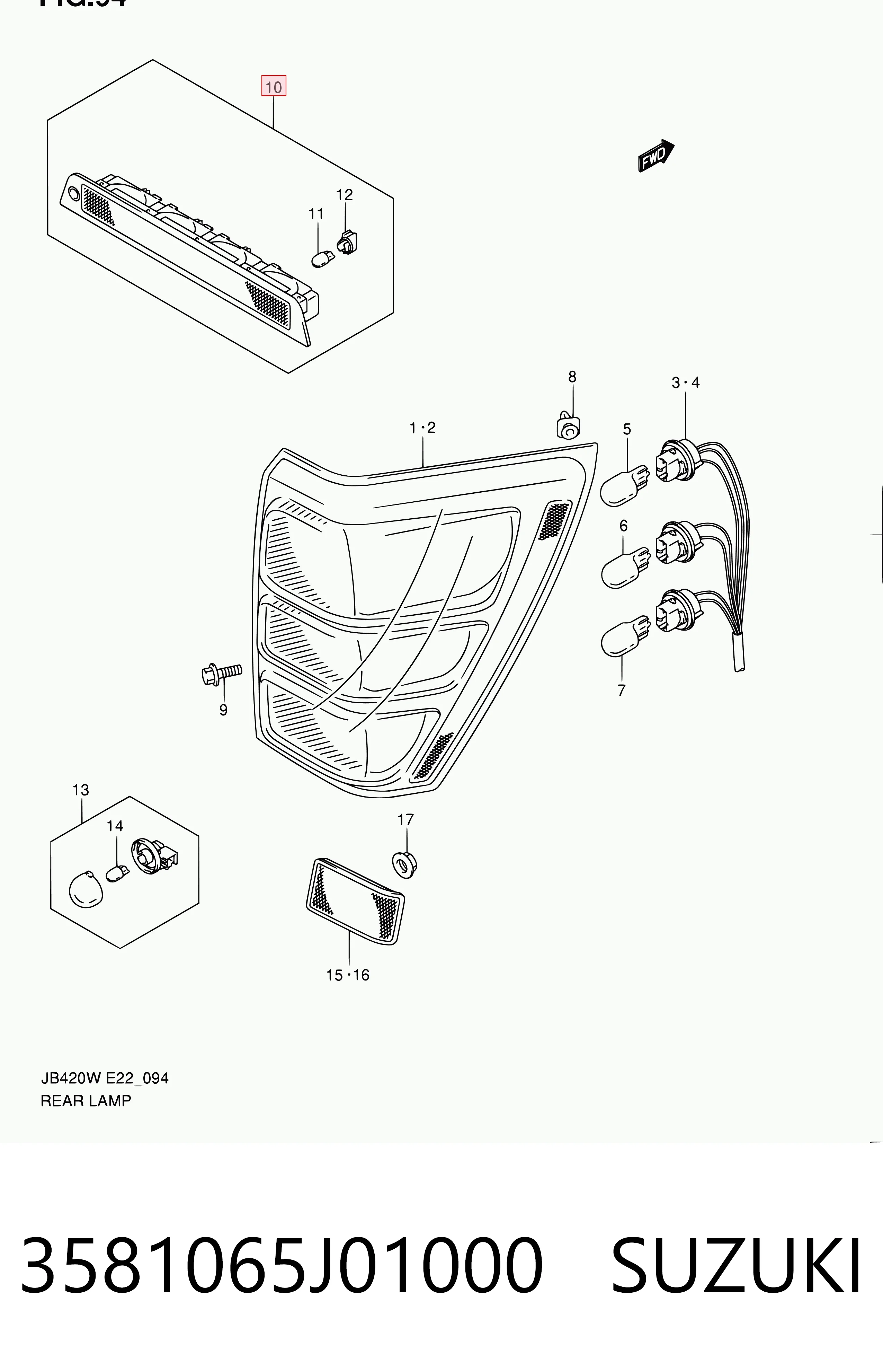 Luz central de freno para Suzuki Grand Vitara  JB
