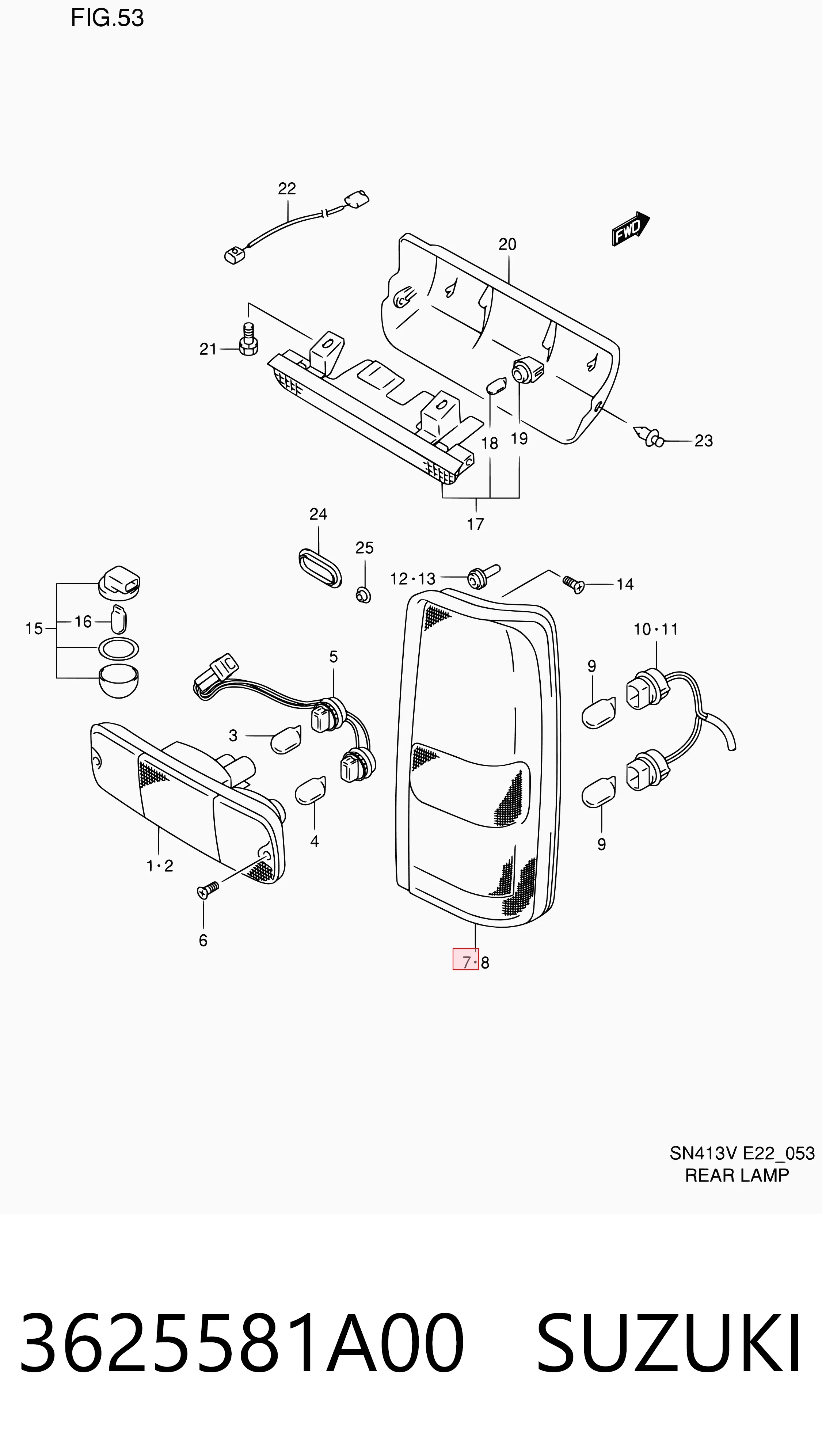Piloto trasero derecho para Suzuki Jimny  SN, JB