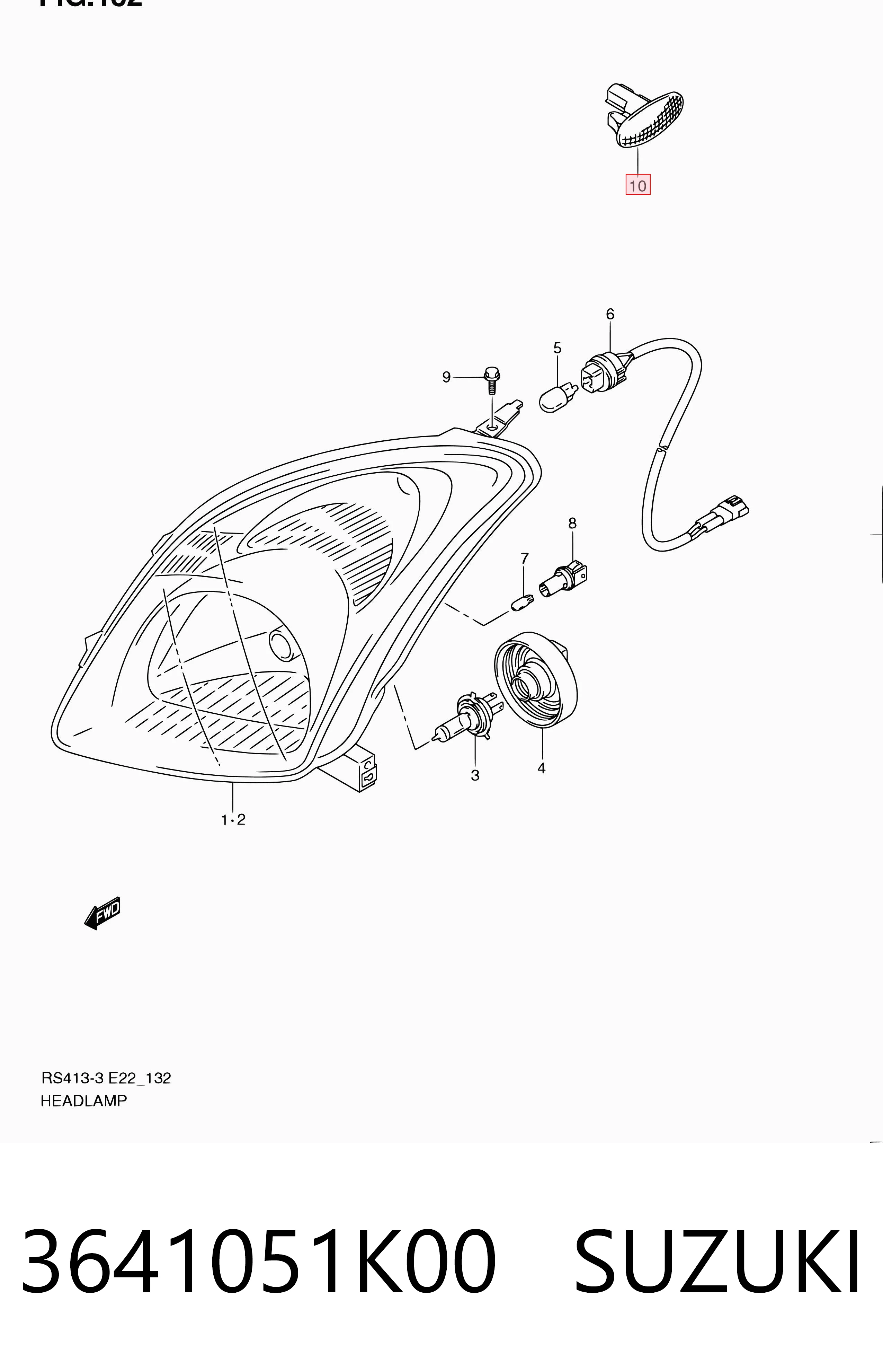 3641051K00 Suzuki Luz intermitente guardabarros
