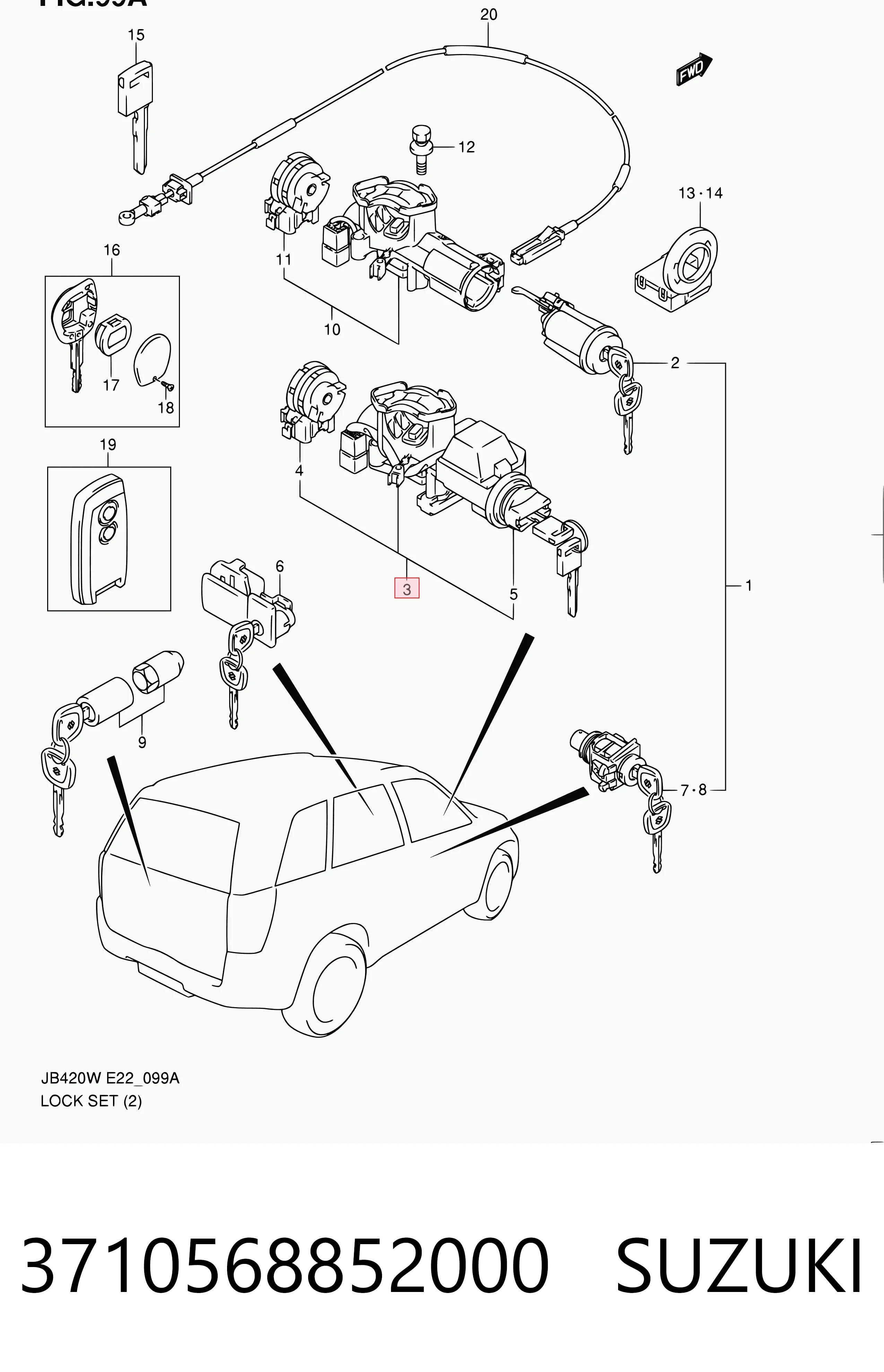 Bombín de arranque para Suzuki Grand Vitara JB