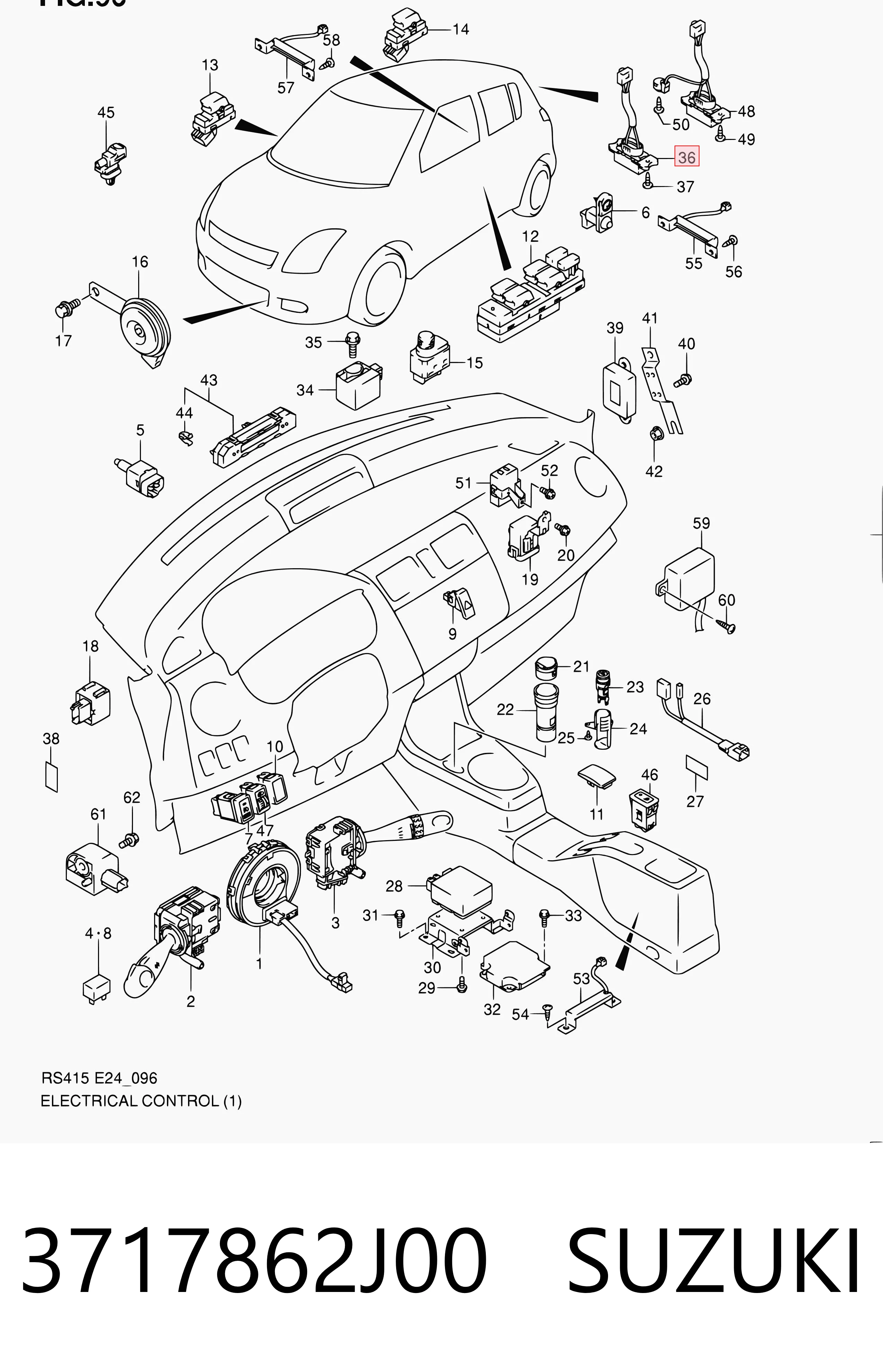 3717862J00 Suzuki Sensor de apertura de la tapa del maletero