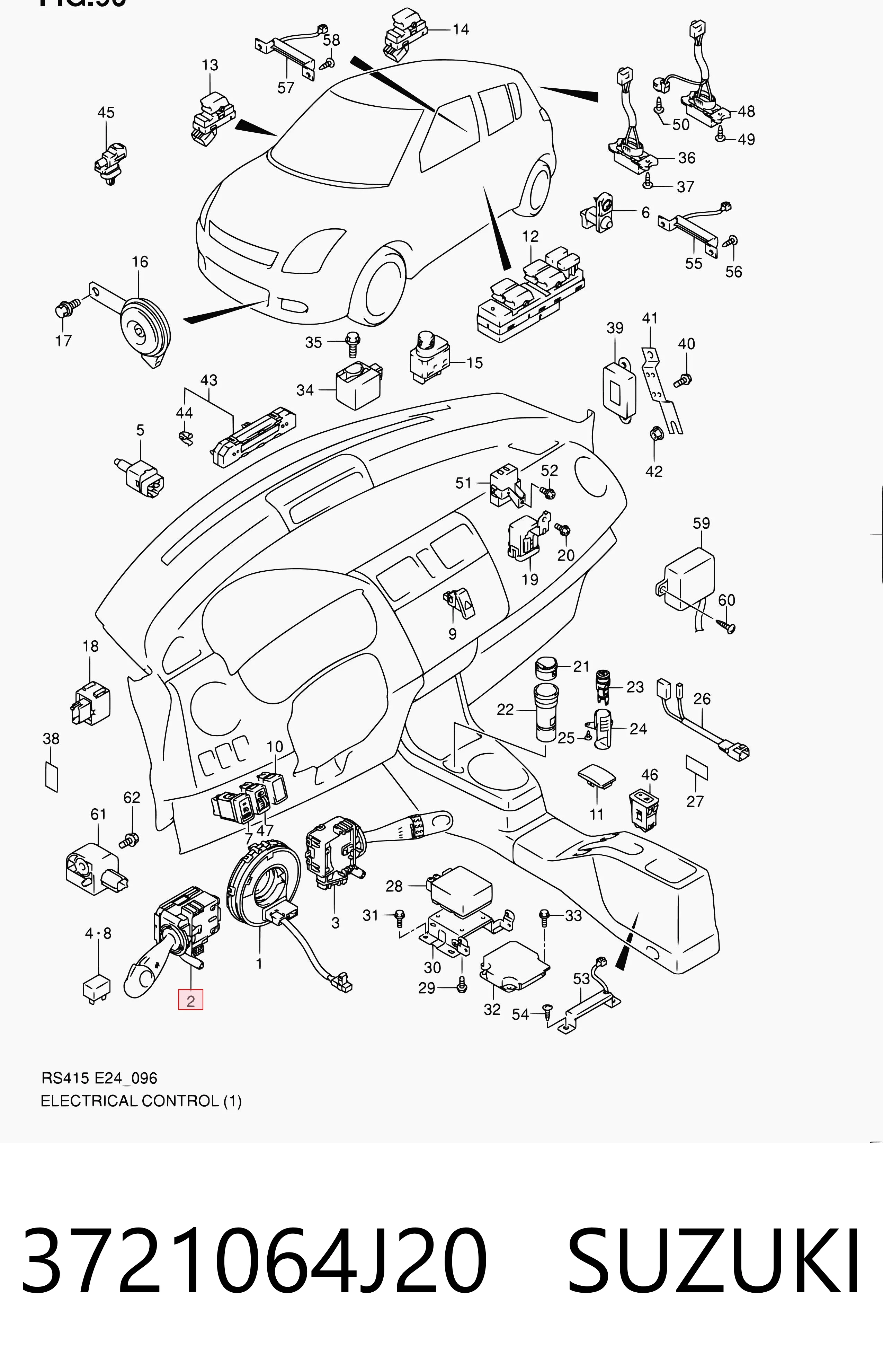 3721064J20 Suzuki Conmutador izquierdo de la columna de dirección