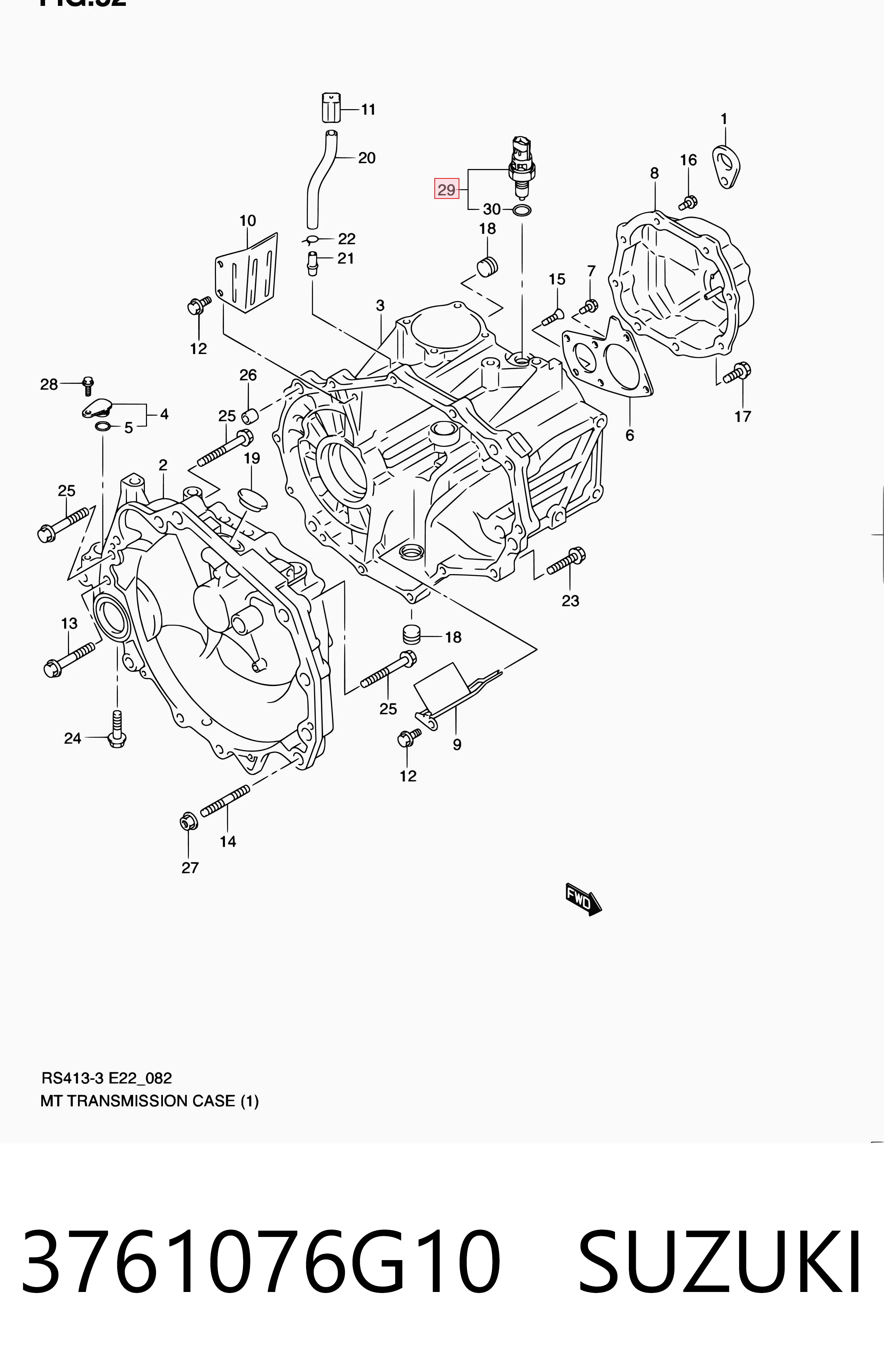 3761076G10 Suzuki Interruptor de marcha atras