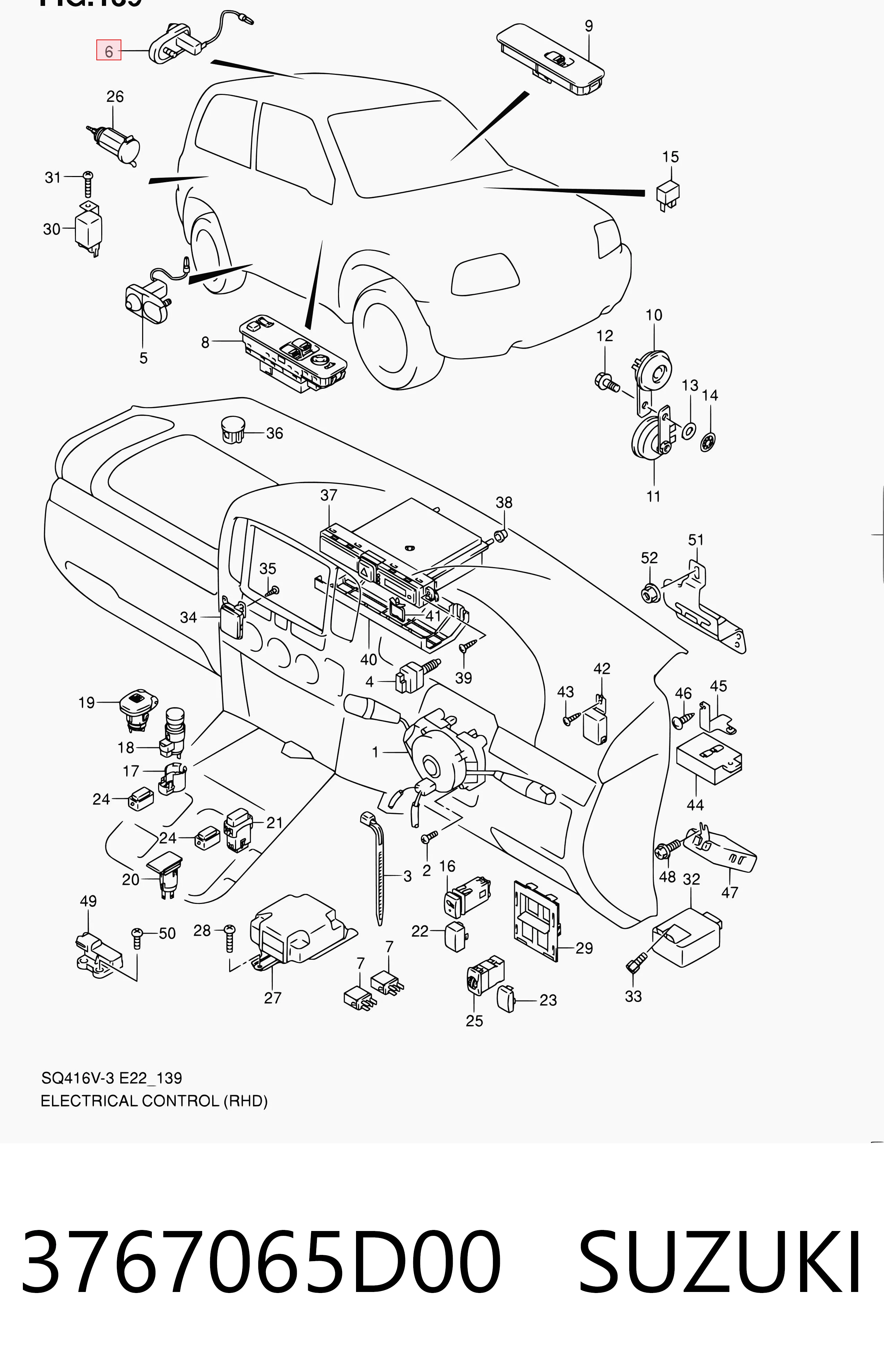 Interruptor de puerta 3767065D00 SUZUKI