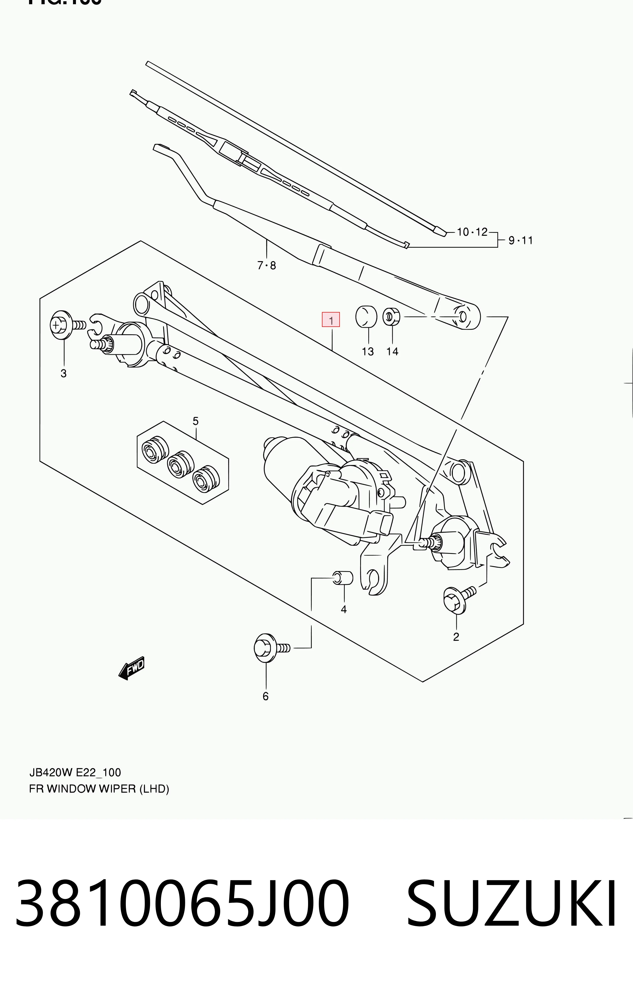 3810065J00 Suzuki Varillaje de limpiaparabrisas