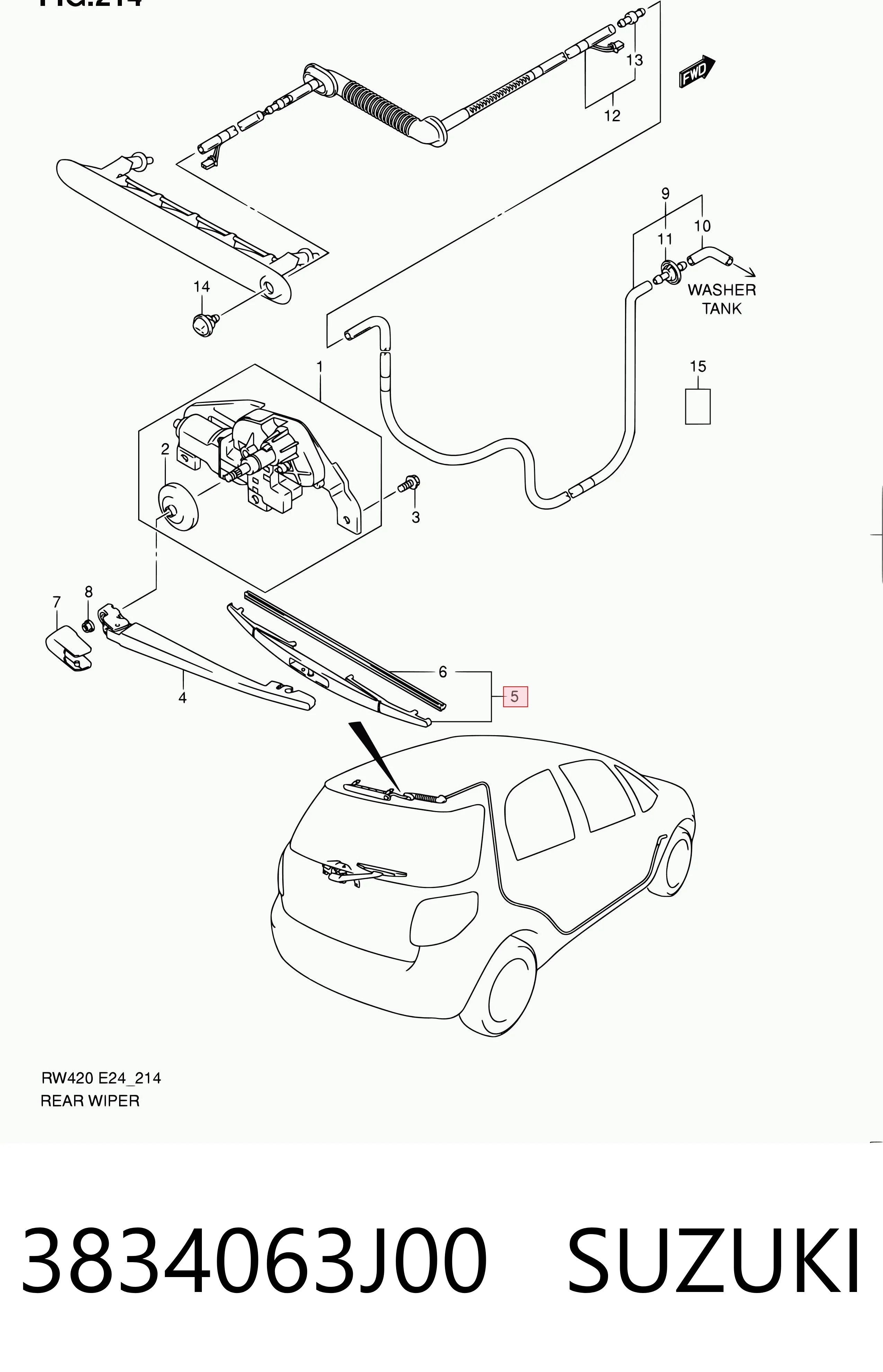 Limpiaparabrisas posterior para Suzuki Swift III (RS)