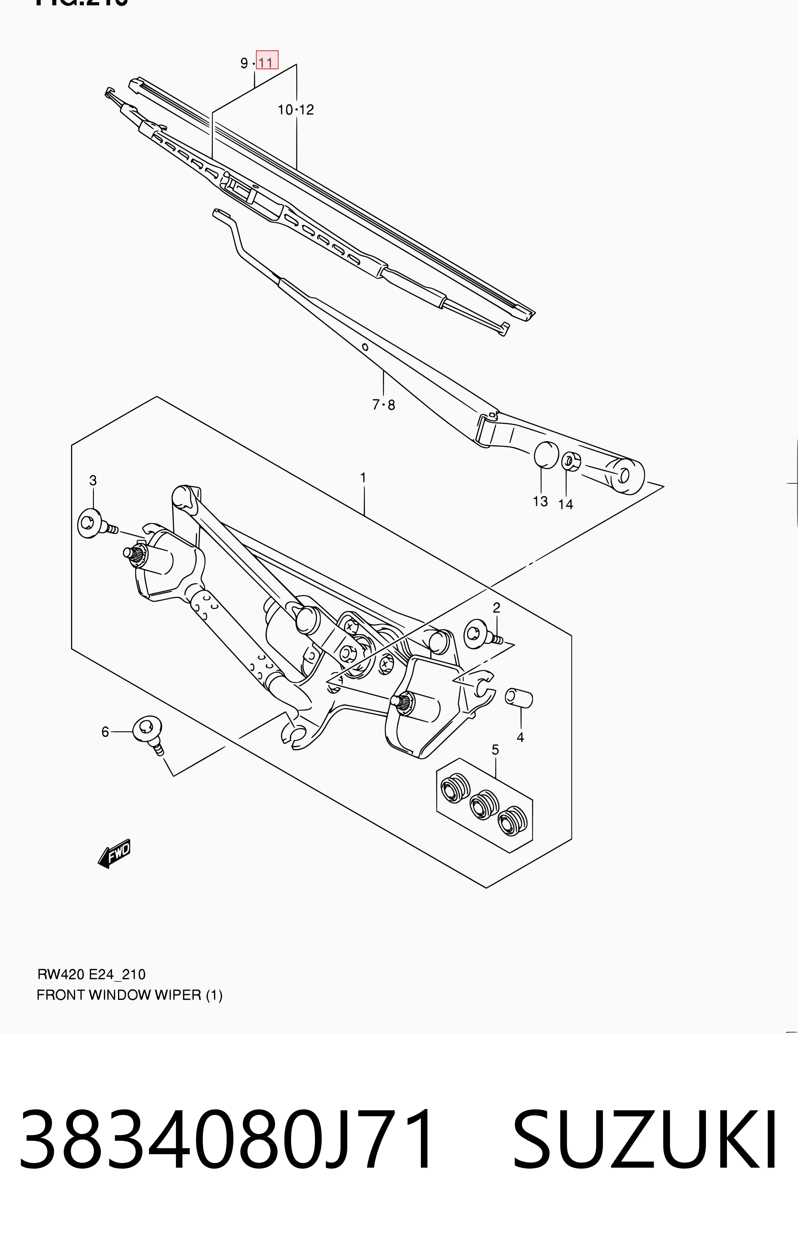 3834080J71 Suzuki Limpiaparabrisas trasero