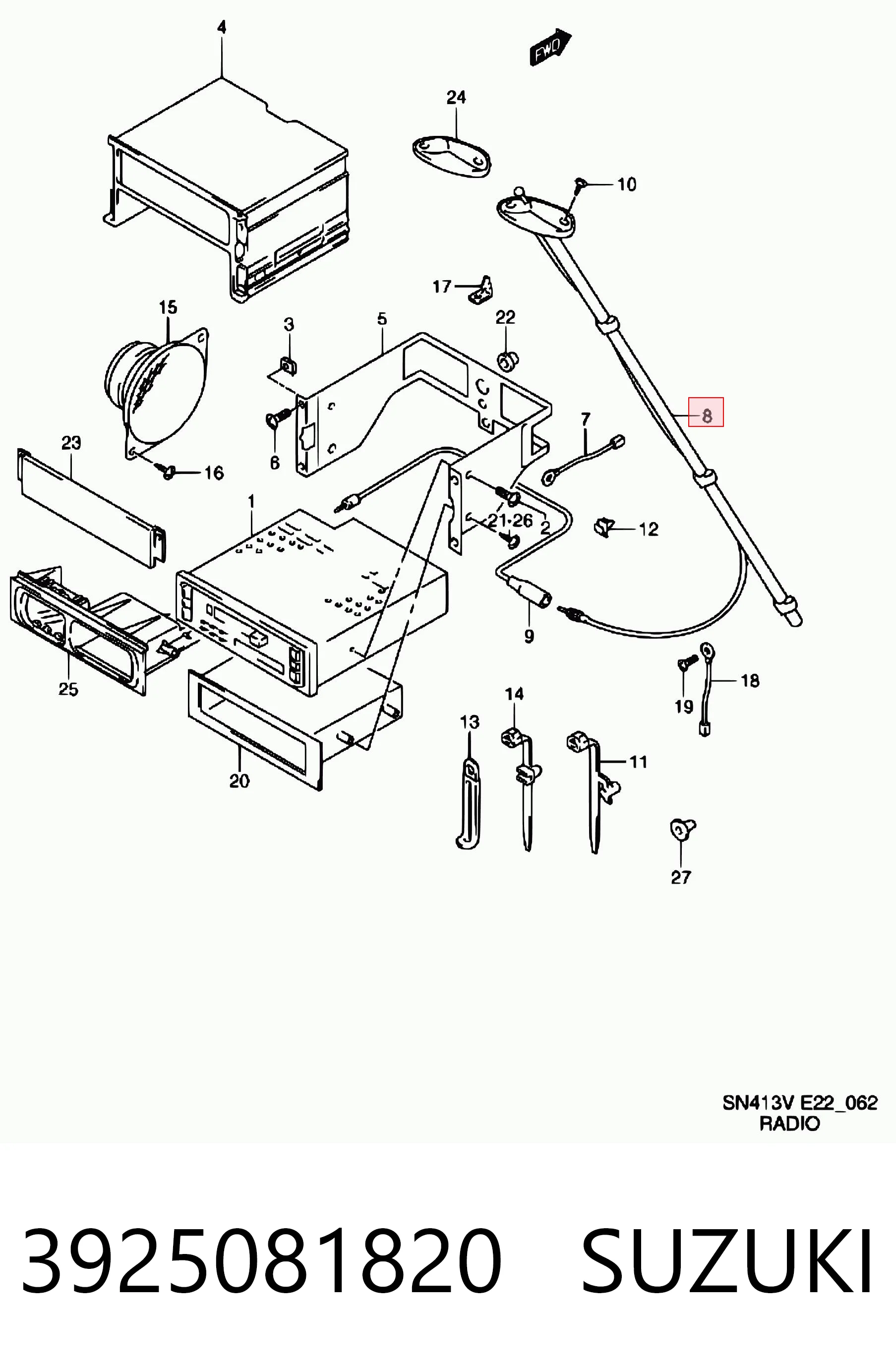 Antena para Suzuki Jimny SN, JB