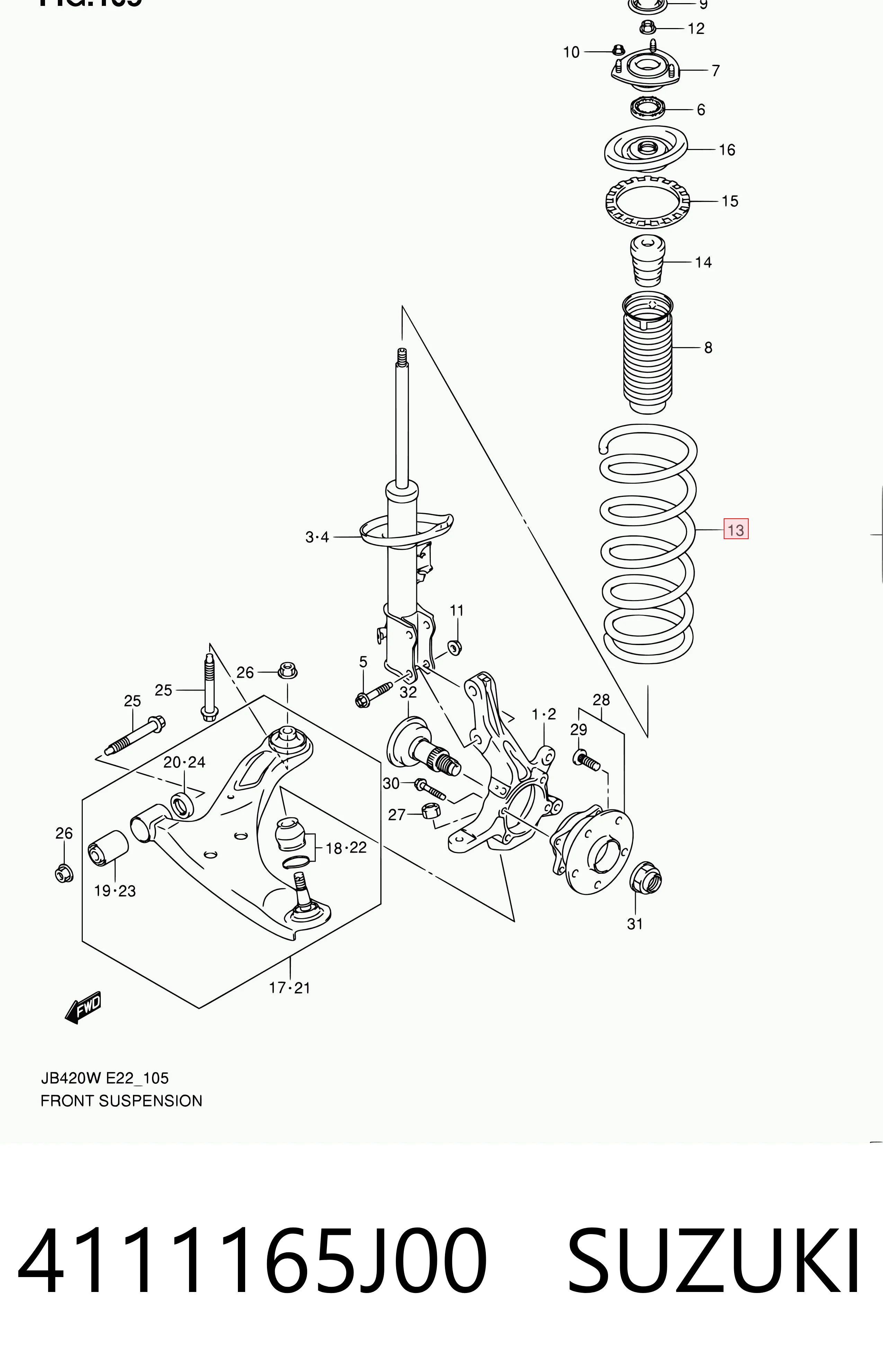 Muelle delantero 4111165J00 SUZUKI