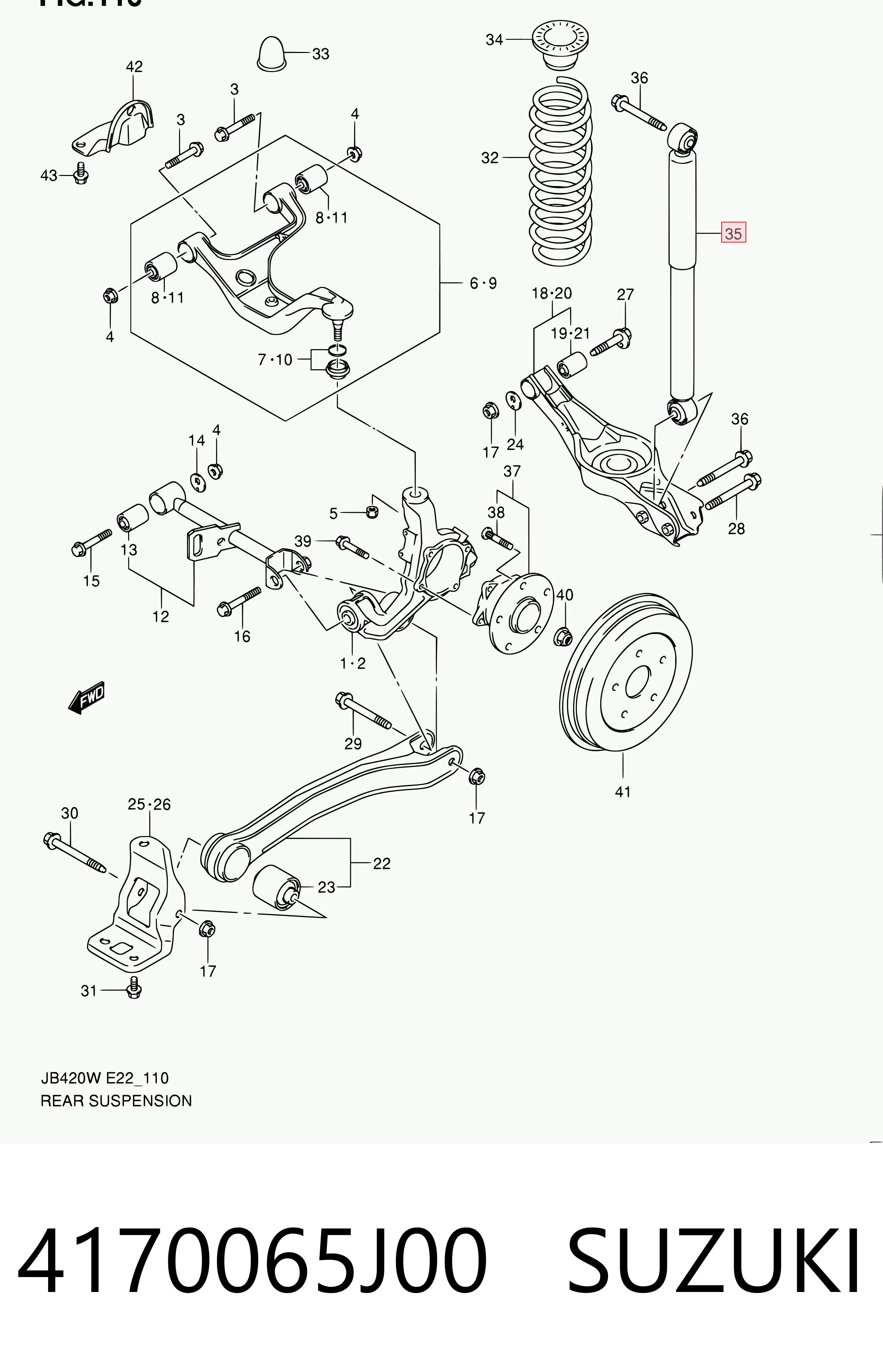 4170065J00 Suzuki Amortiguadores posteriores