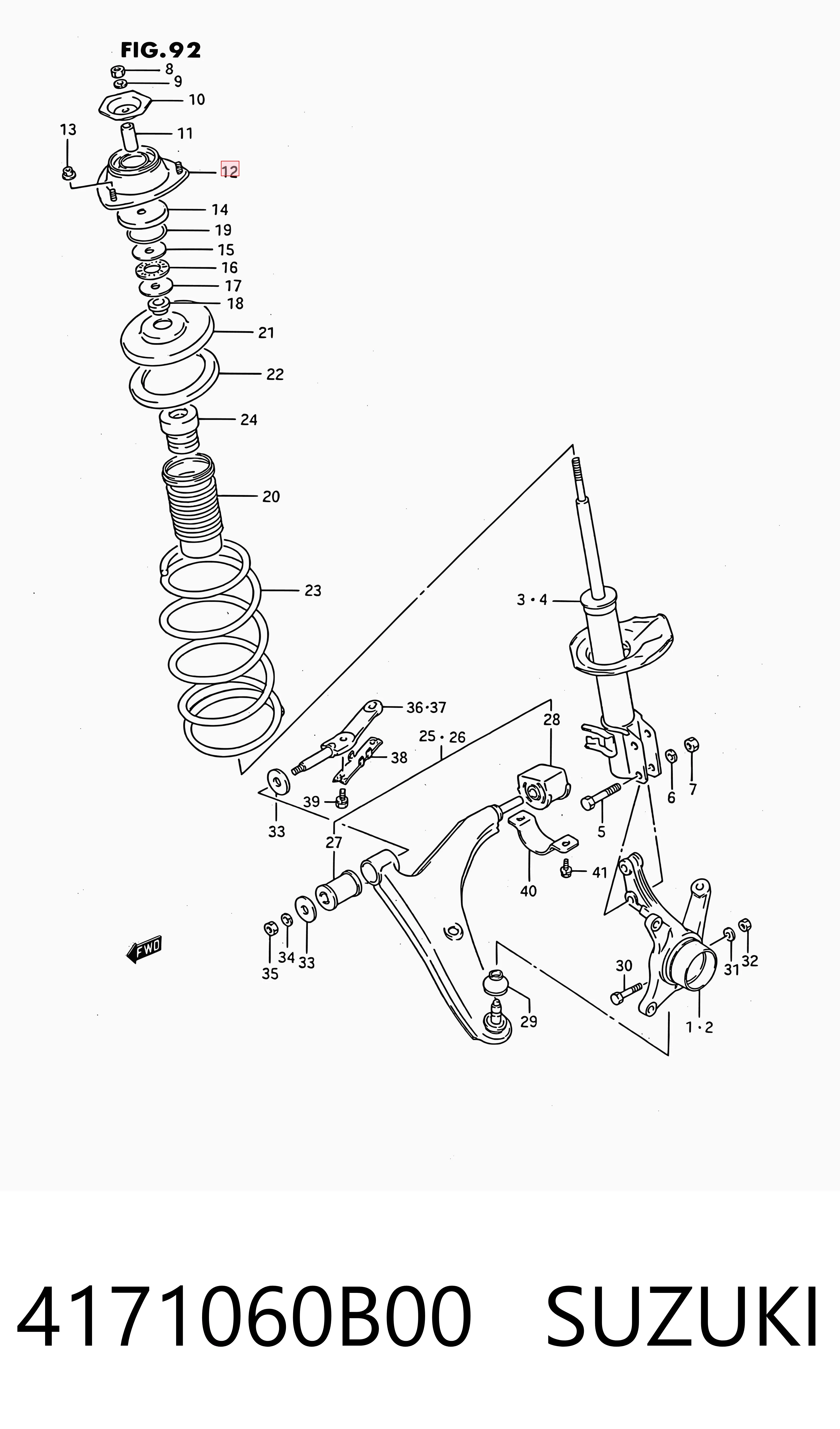 Soporte del amortiguador delantero 4171060B00 SUZUKI