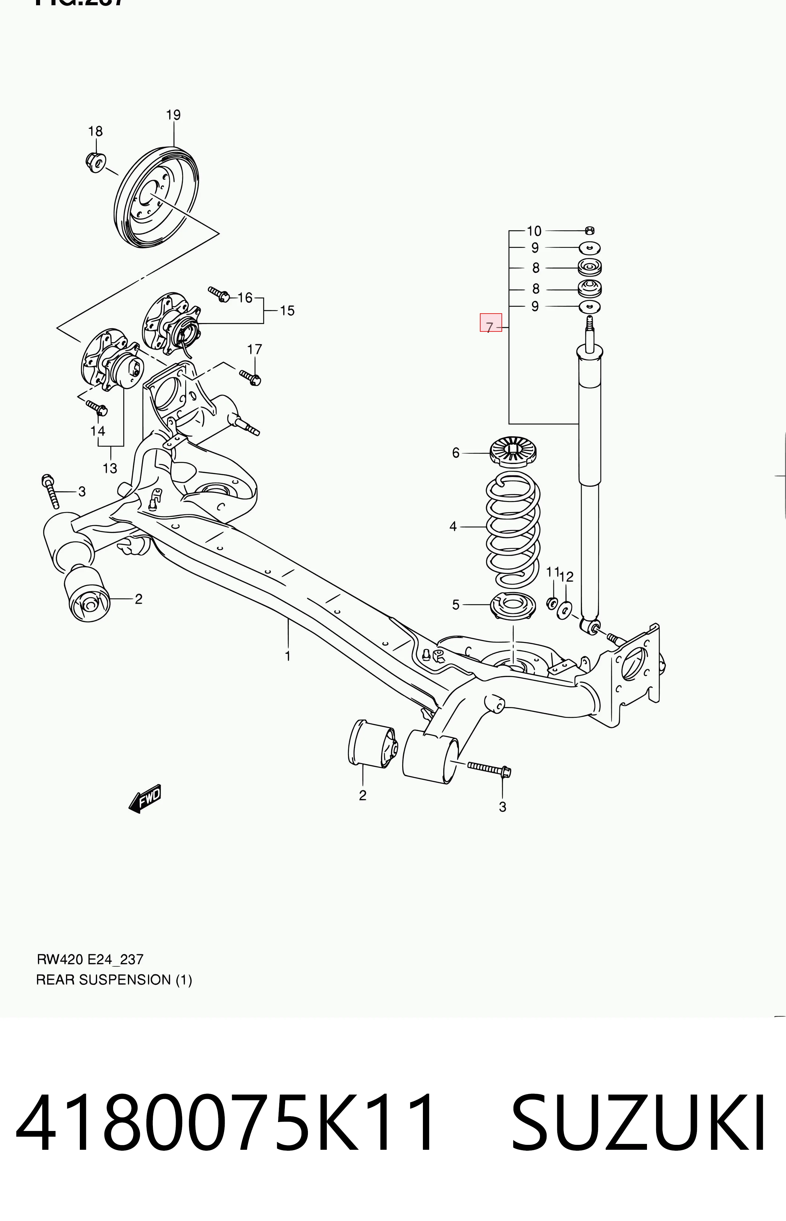 Amortiguador trasero 4180075K11 SUZUKI