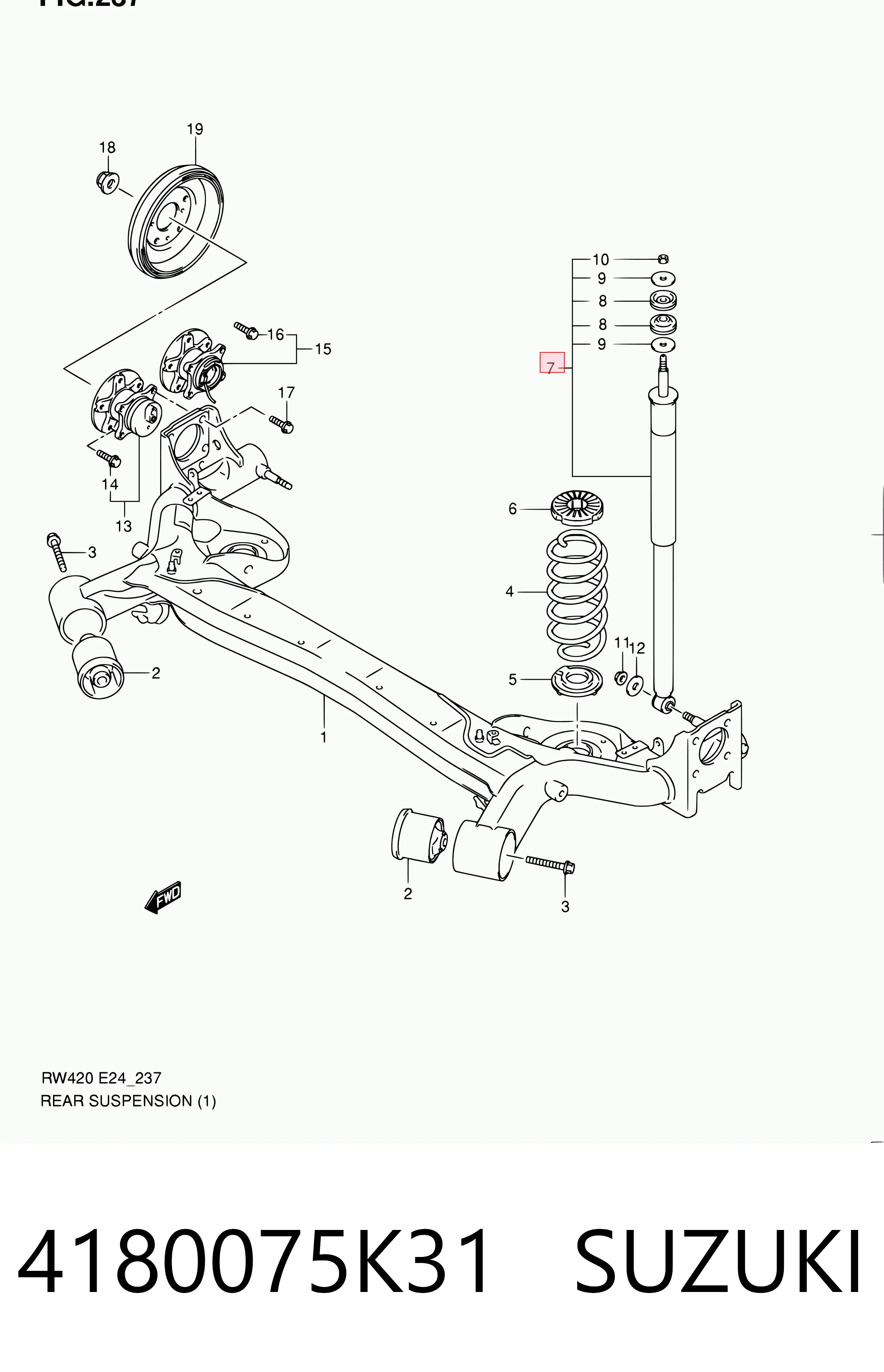 4180075K31 Suzuki Amortiguadores posteriores