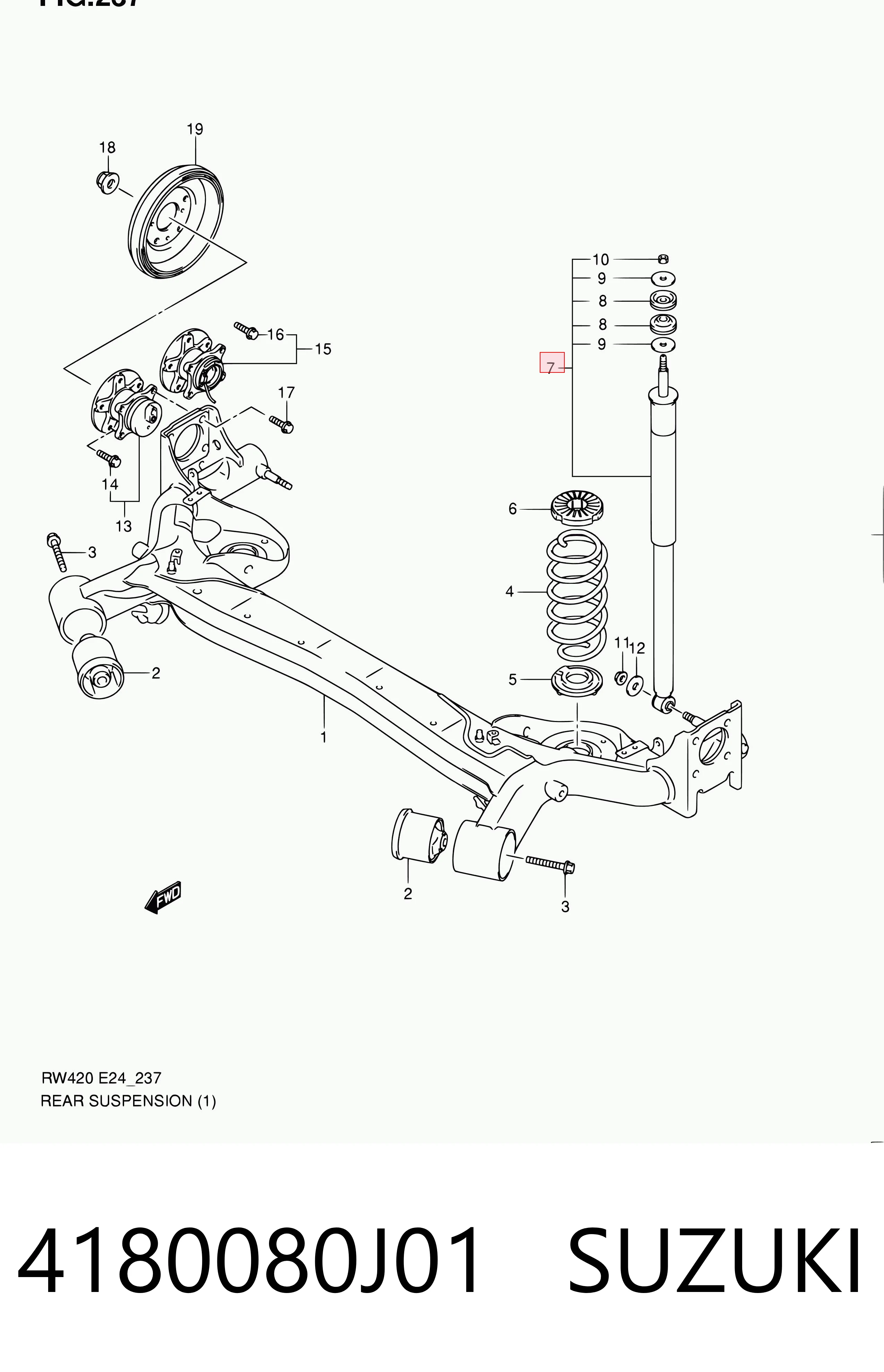 Amortiguador trasero 4180080J01 SUZUKI