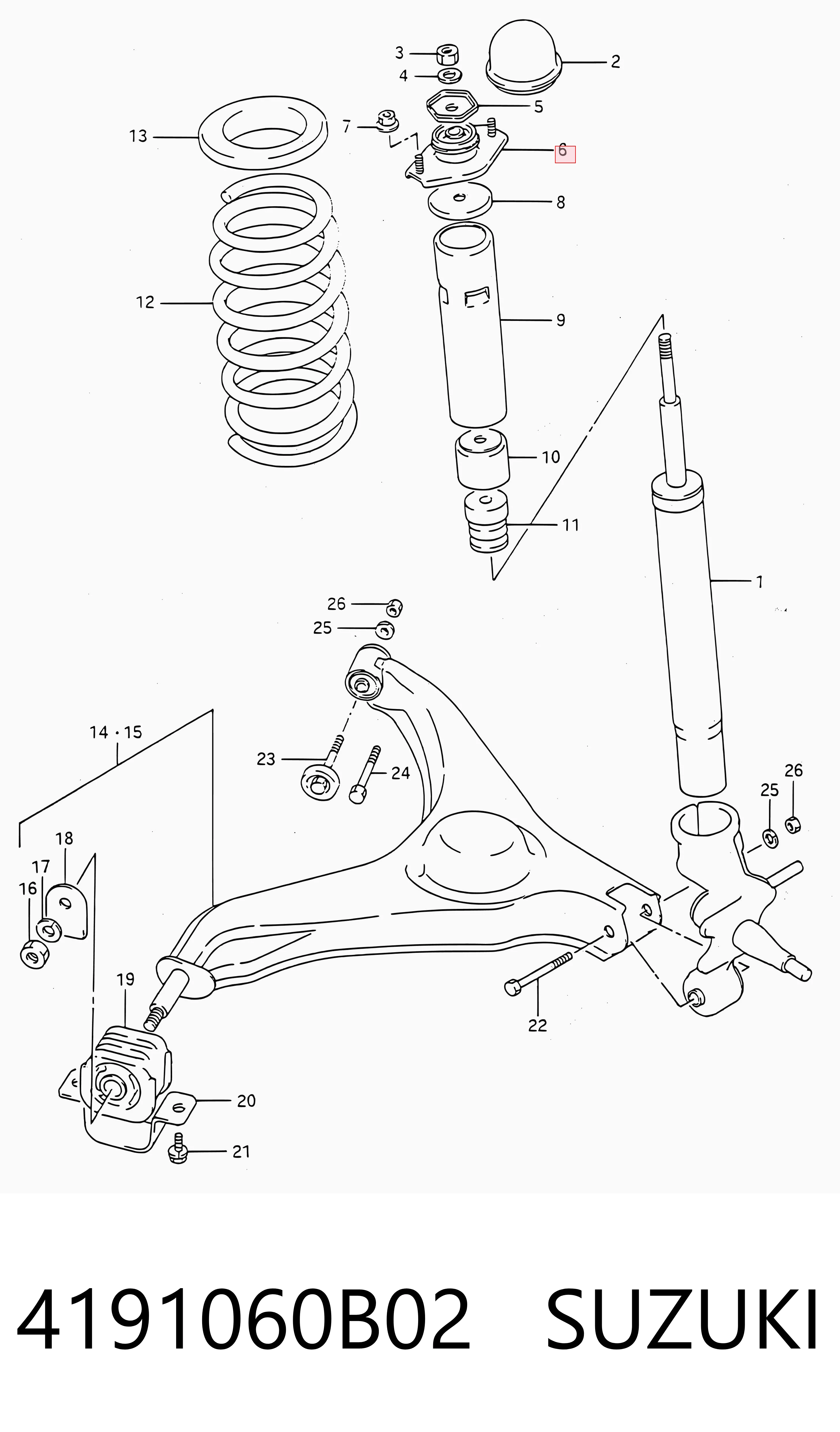 Soporte del amortiguador trasero 4191060B02 SUZUKI