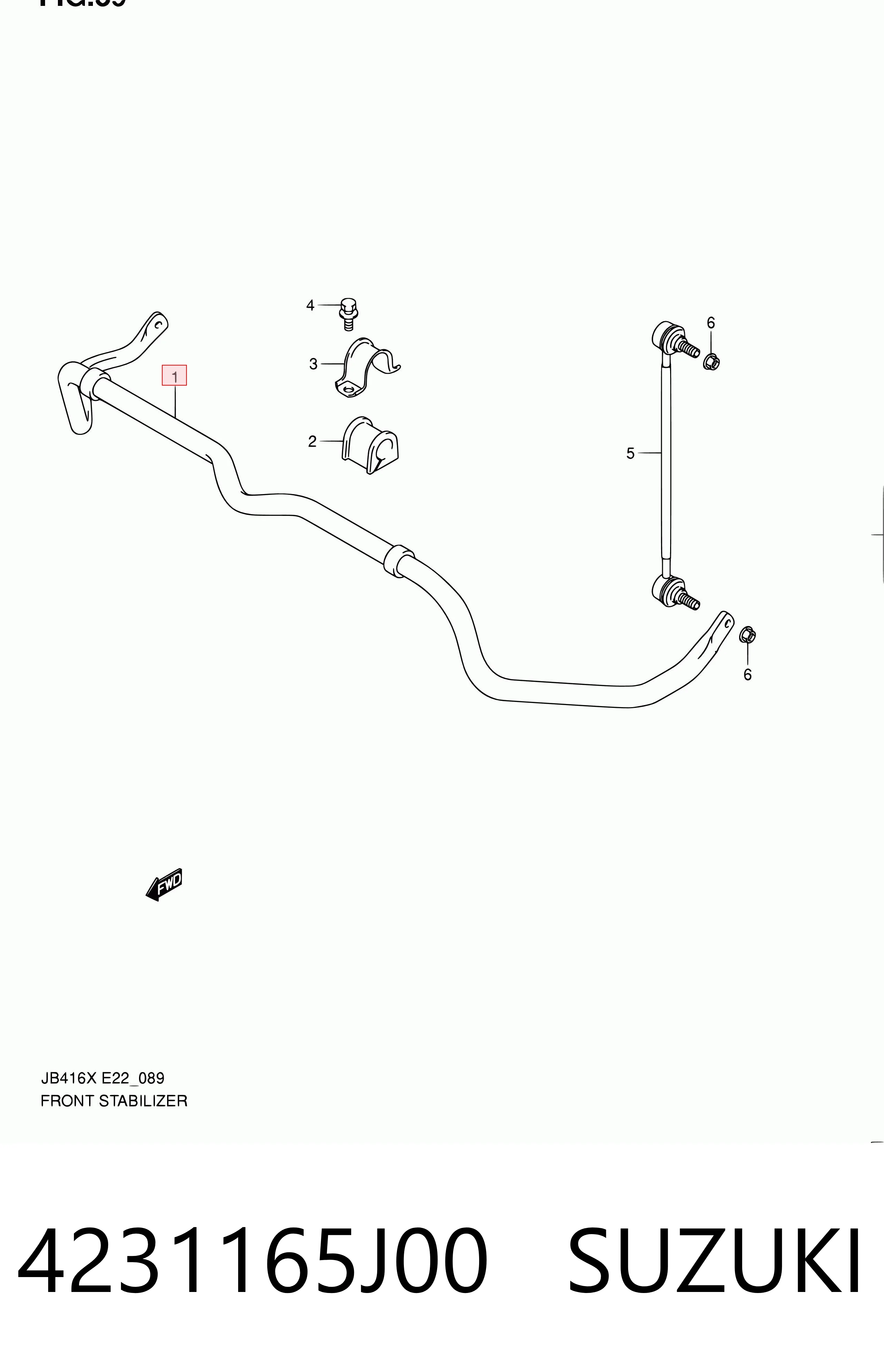 4231165J00 Suzuki Estabilizador delantero