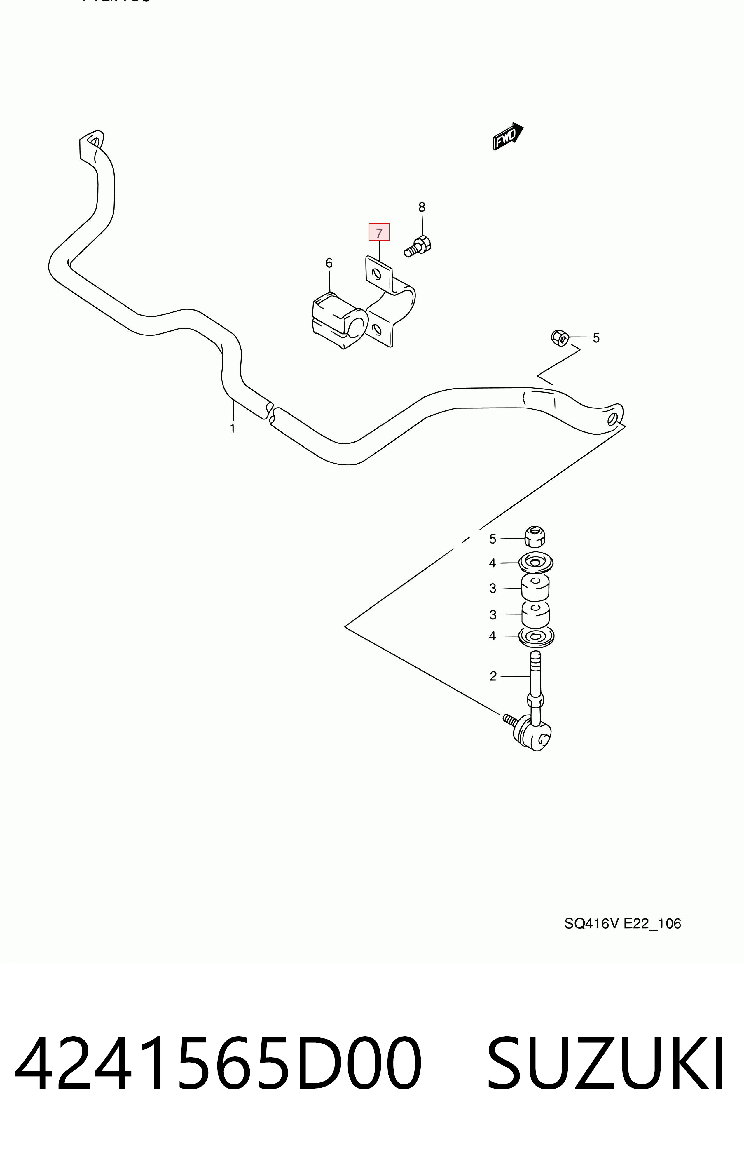Buje de barra estabilizadora delantera 4241565D00 SUZUKI