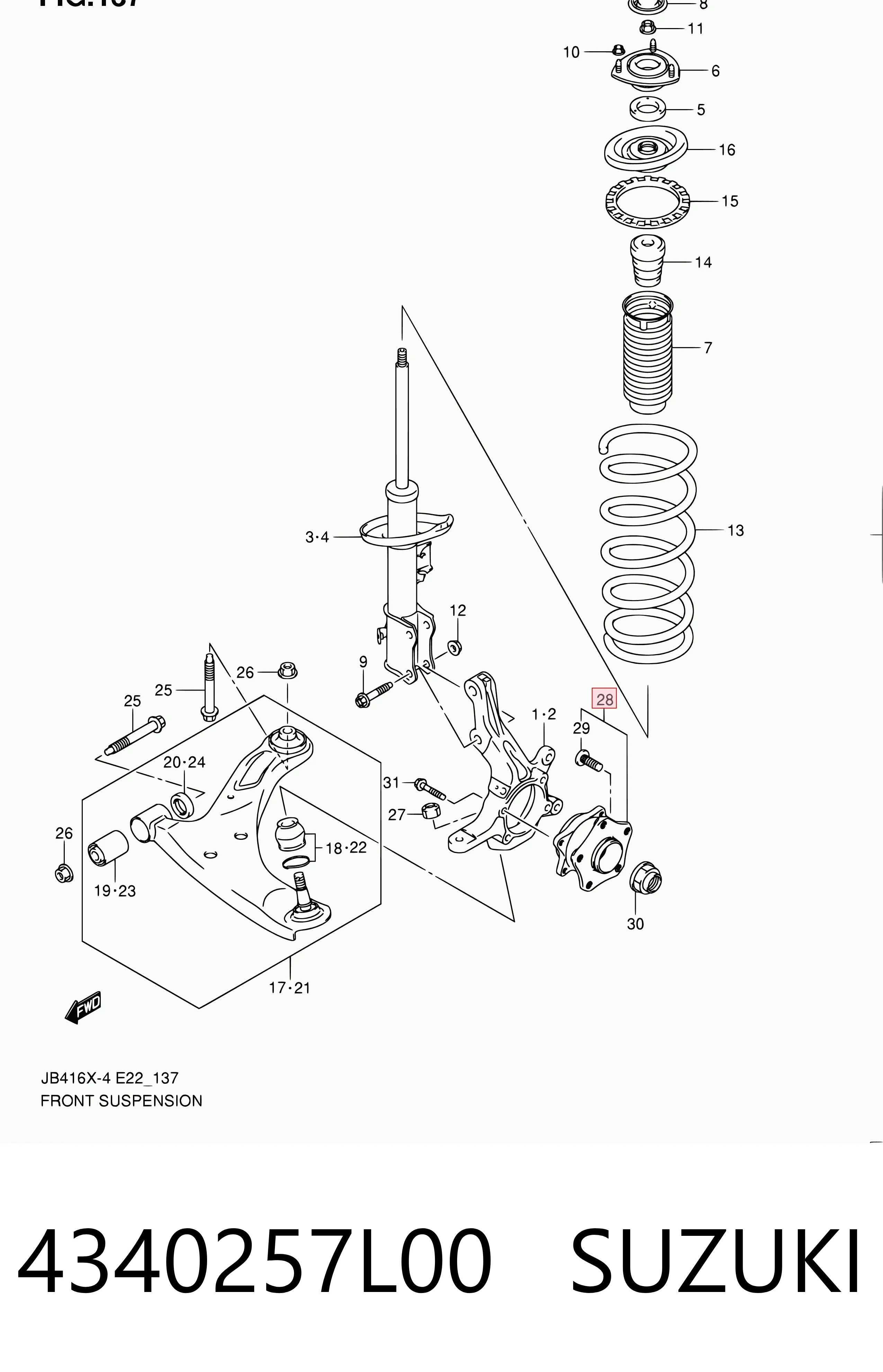 Cubo de rueda delantero 4340257L00 SUZUKI