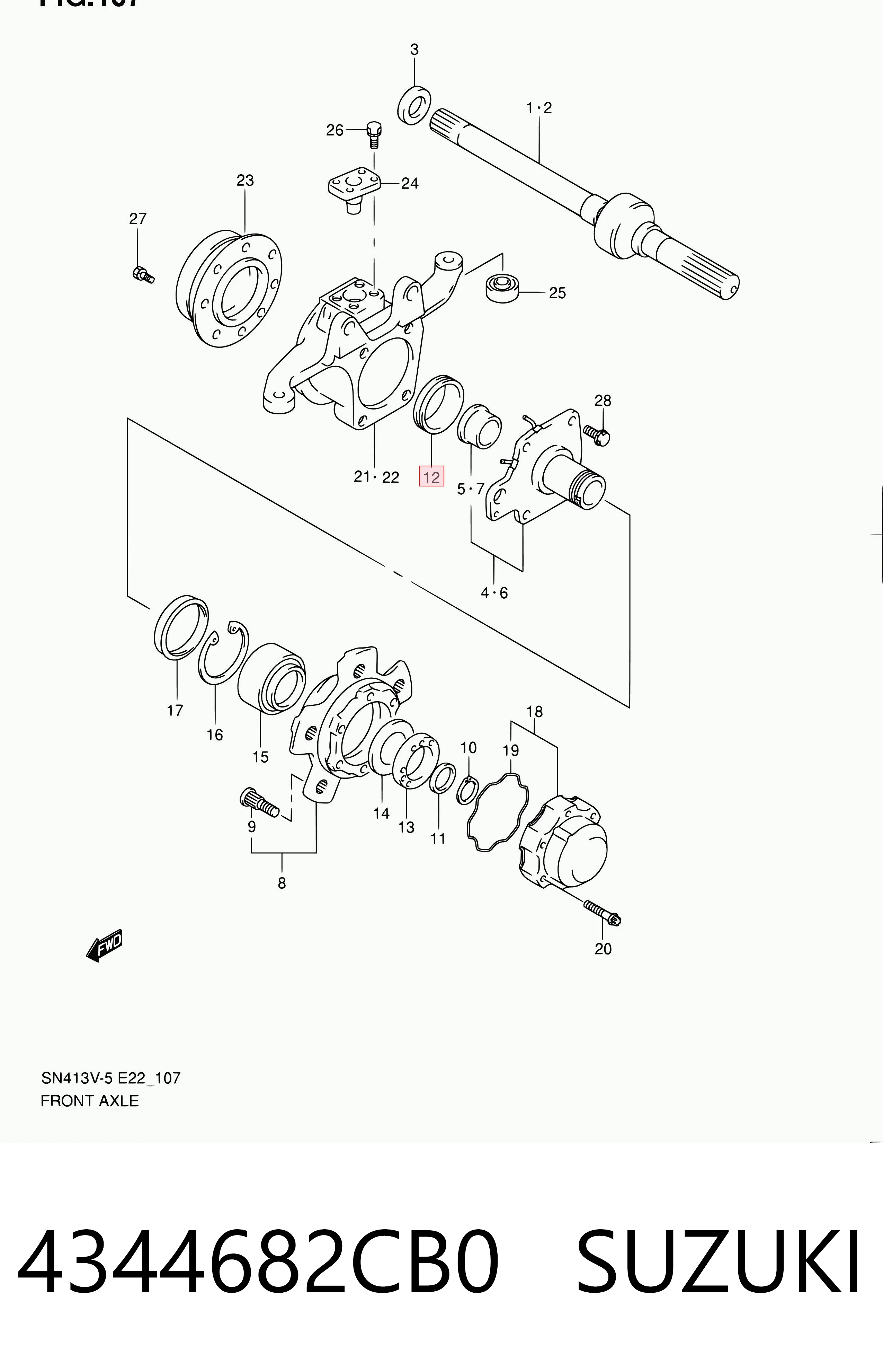 4344682CB0 Suzuki Retén interior del cubo de rueda delantero