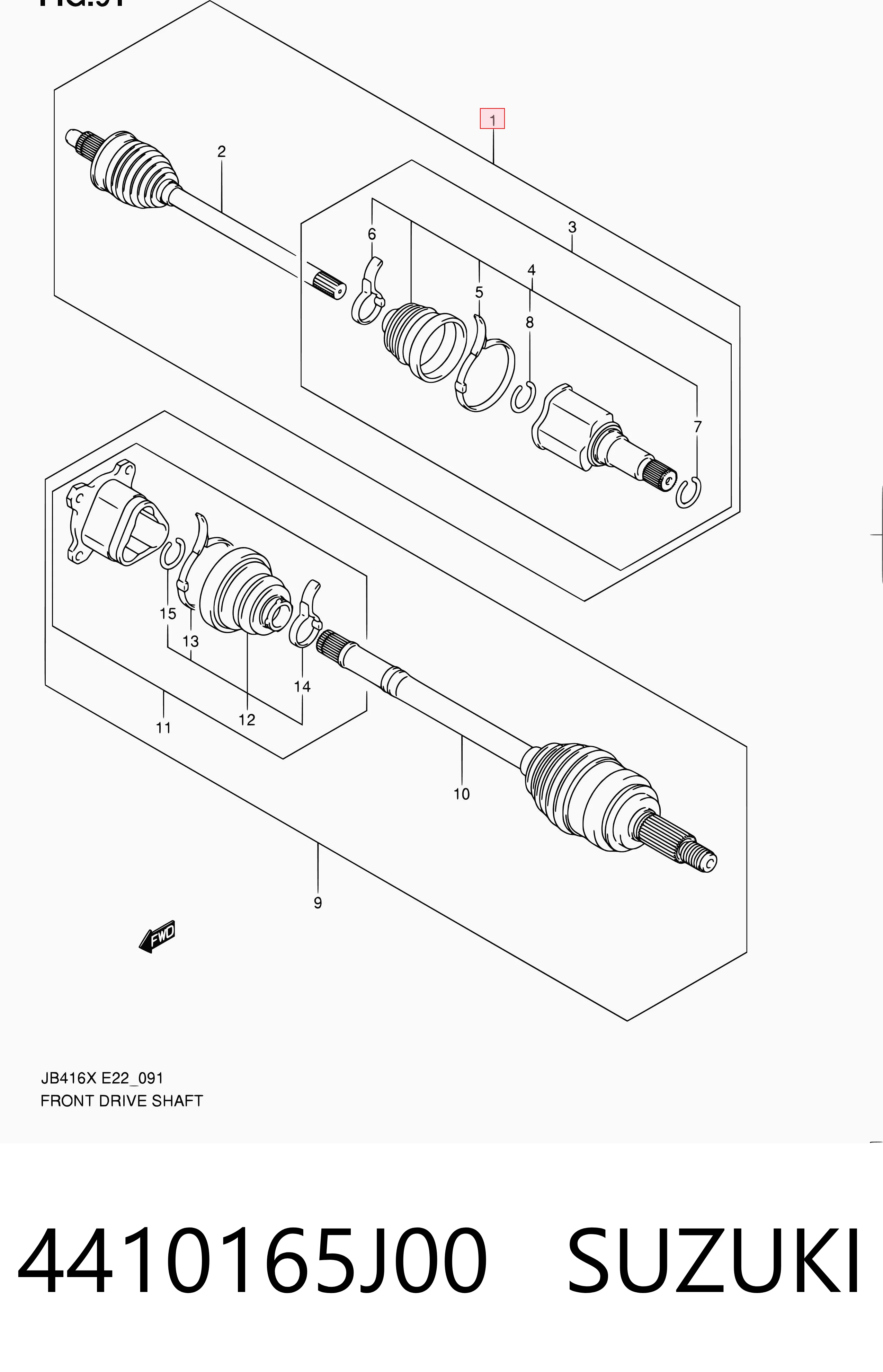 4410165J00 Suzuki Semieje delantero derecho