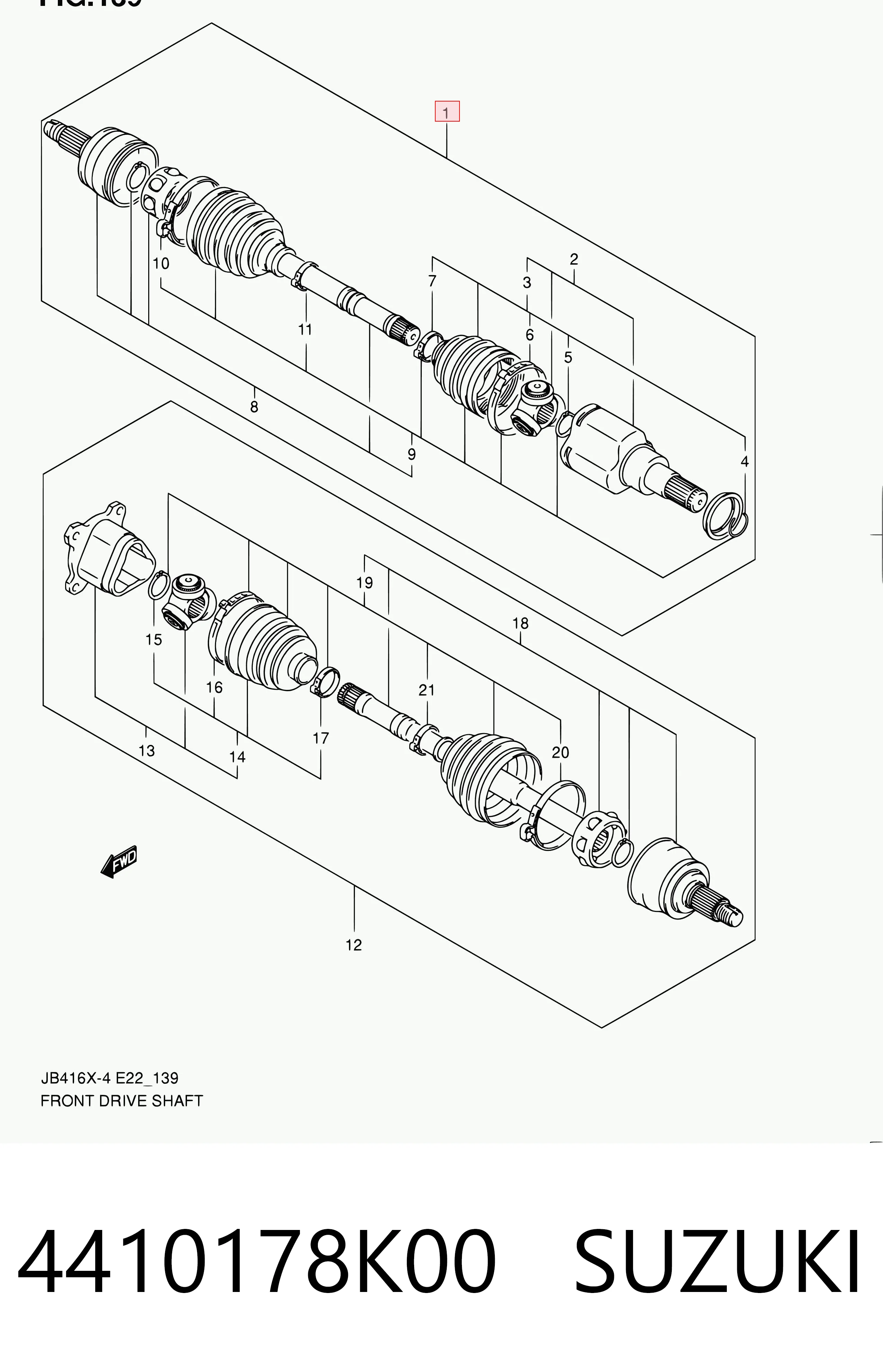 4410178K00 Suzuki Semieje delantero derecho