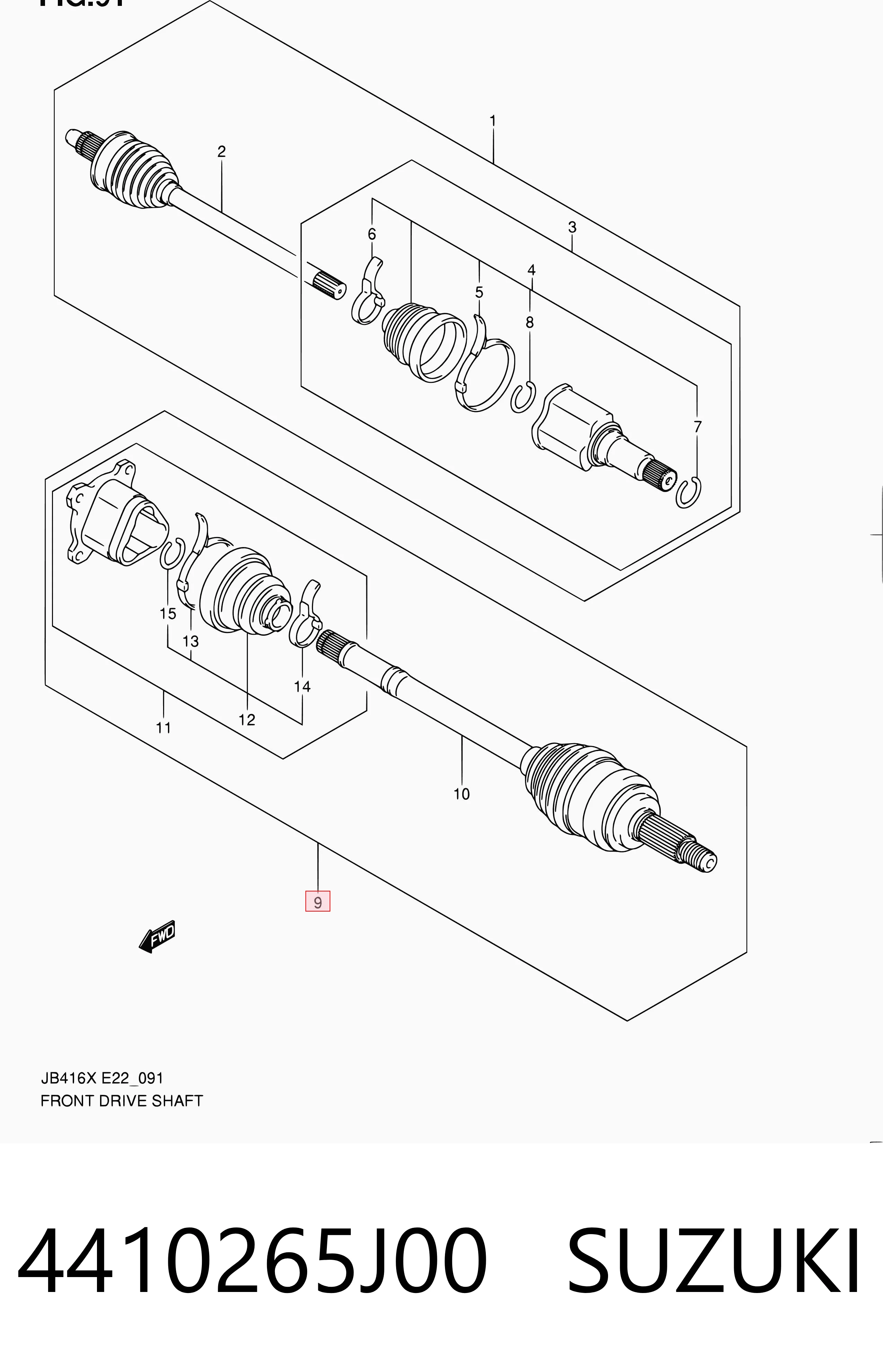 4410265J00 Suzuki Semieje delantero izquierdo