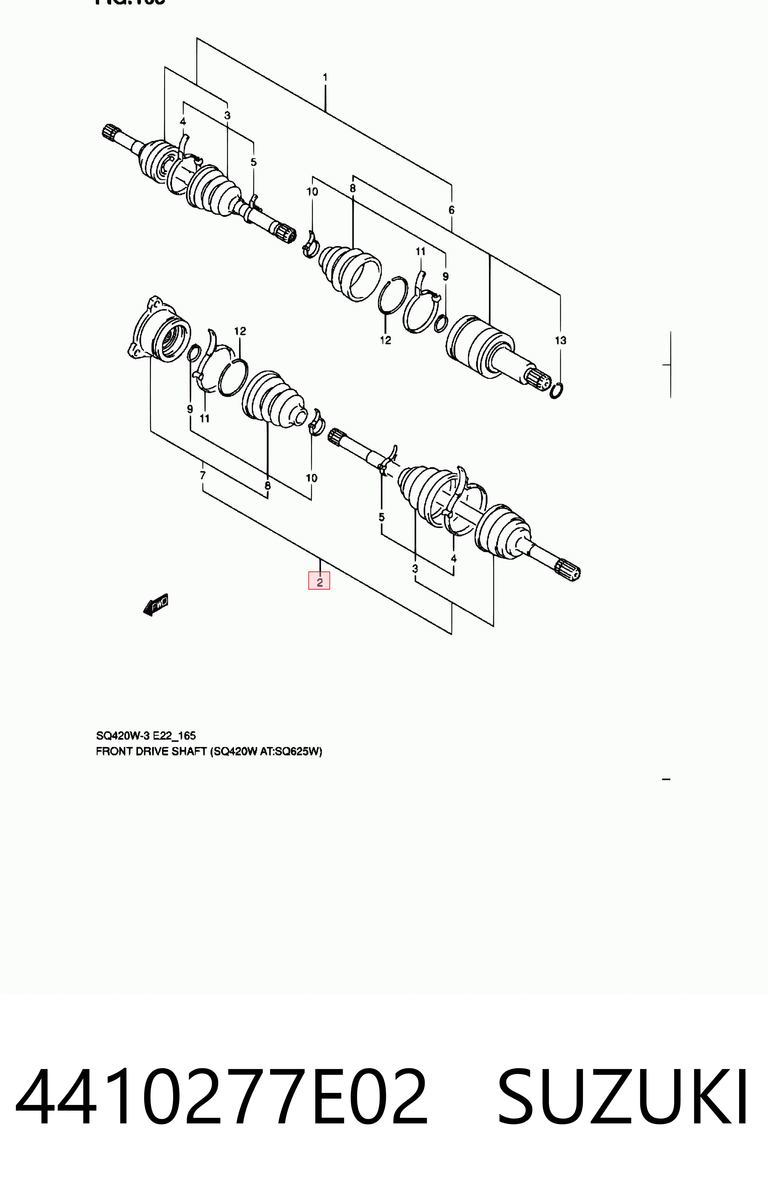4410277E02 Suzuki Semieje delantero izquierdo