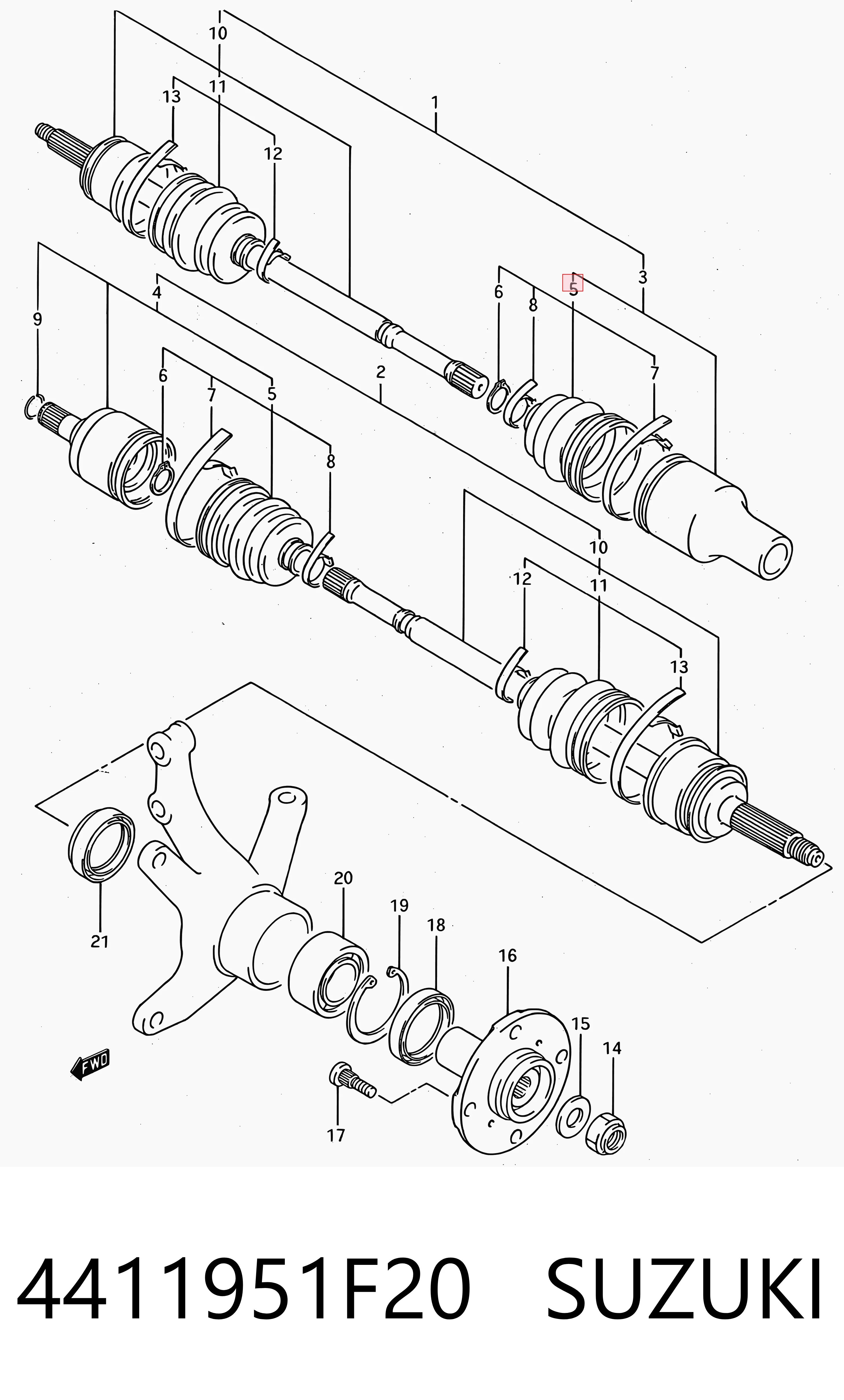 Fuelle, semieje delantero interior para Suzuki Swift II (AH, AJ)
