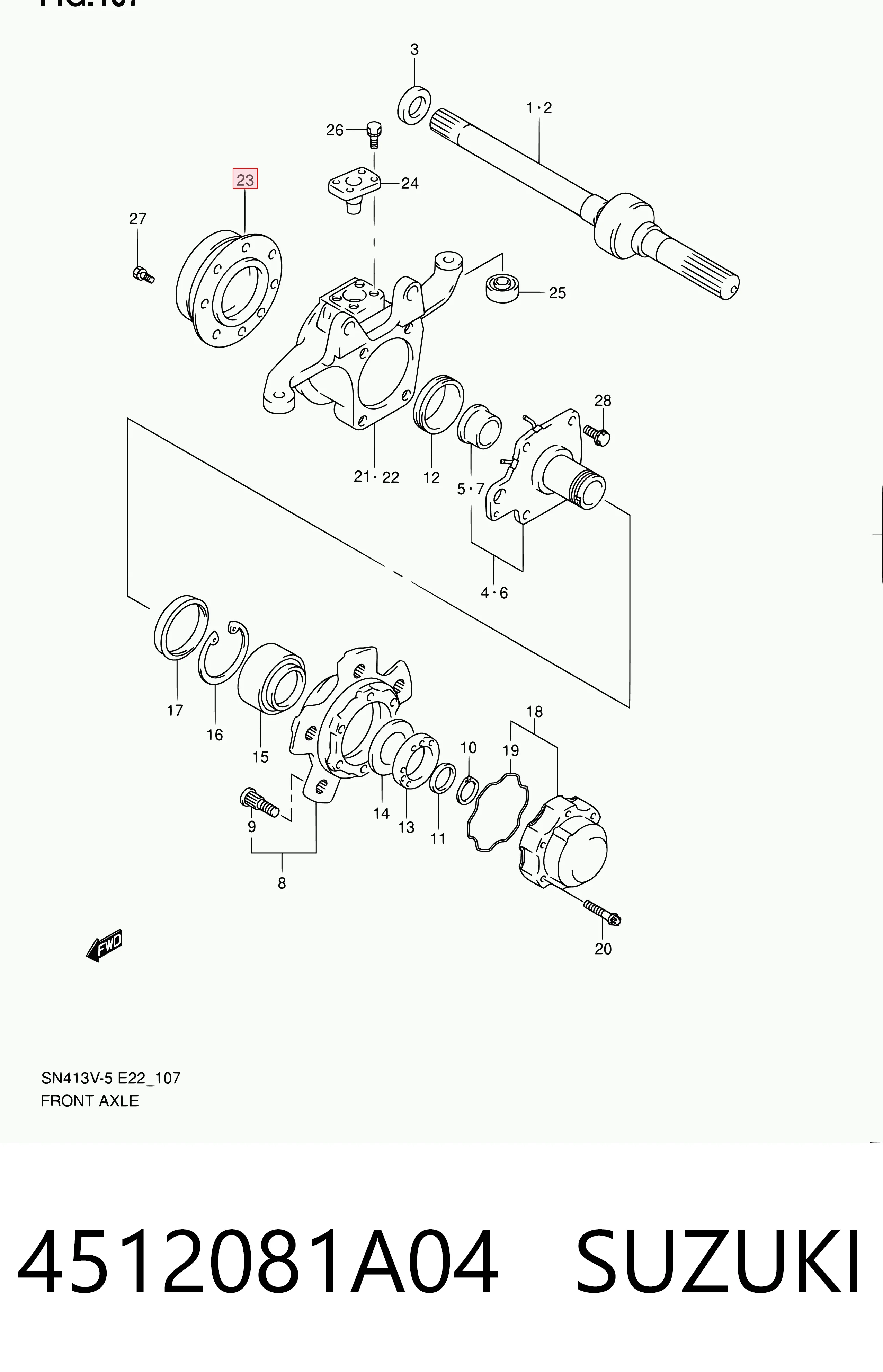 4512081A04 Suzuki Retén del muñón de dirección delantero