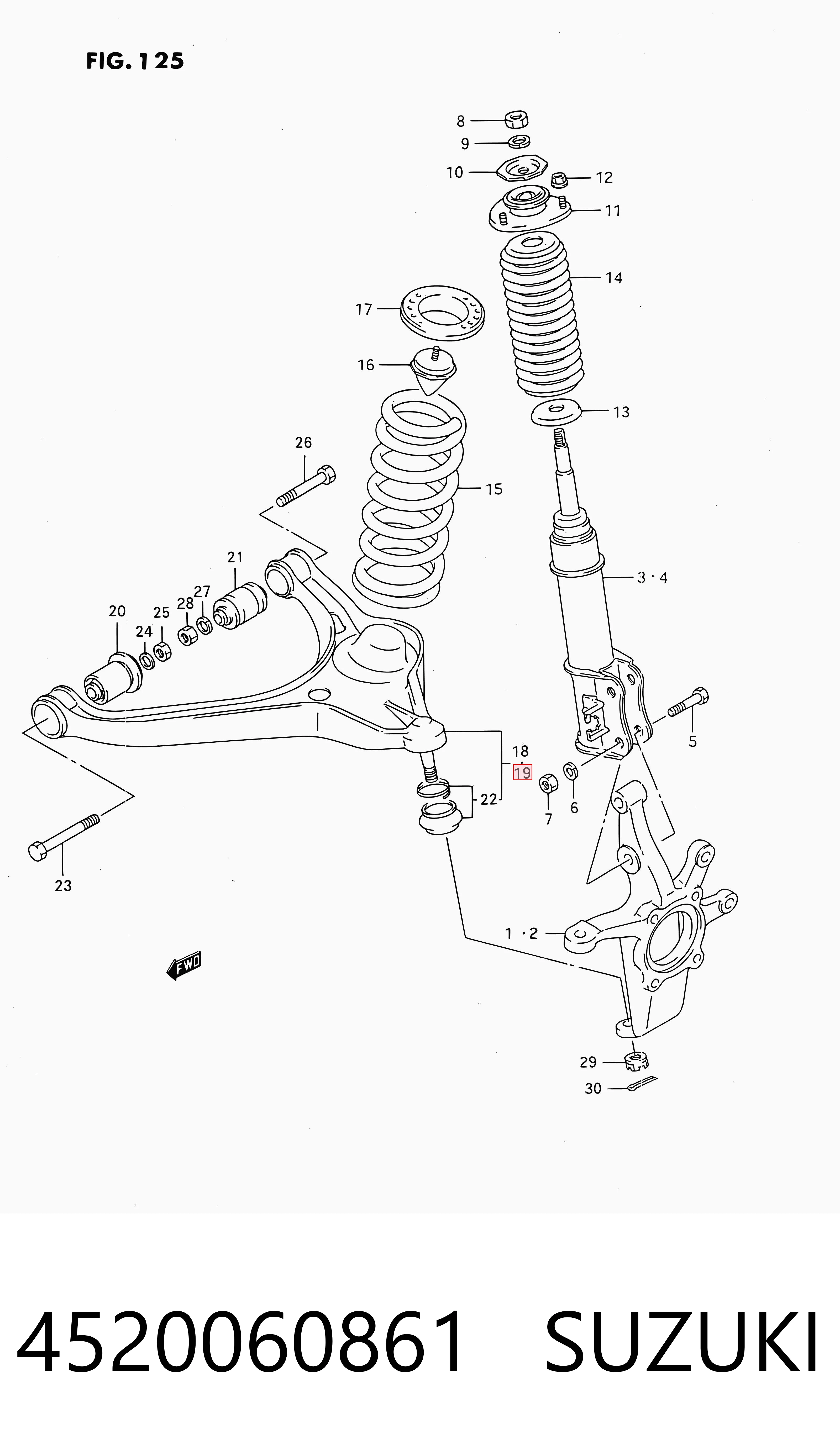 Brazo inferior izquierdo de la suspensión delantera 4520060861 SUZUKI