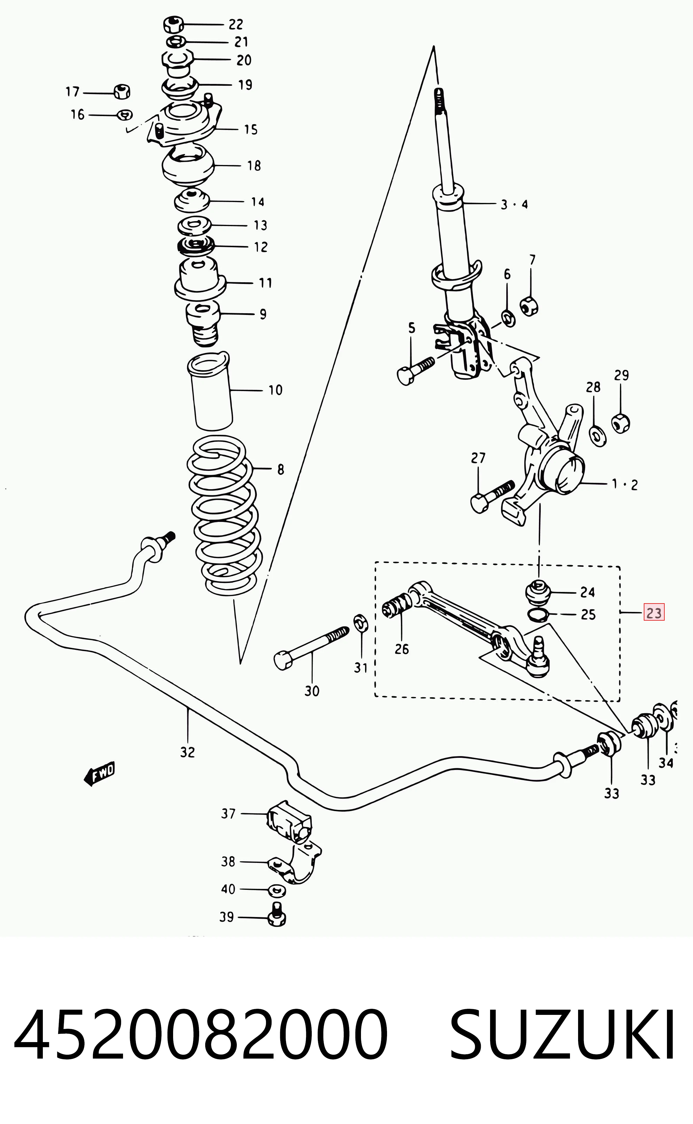 Brazo inferior izquierdo/derecho de suspensión delantera 4520082000 SUZUKI