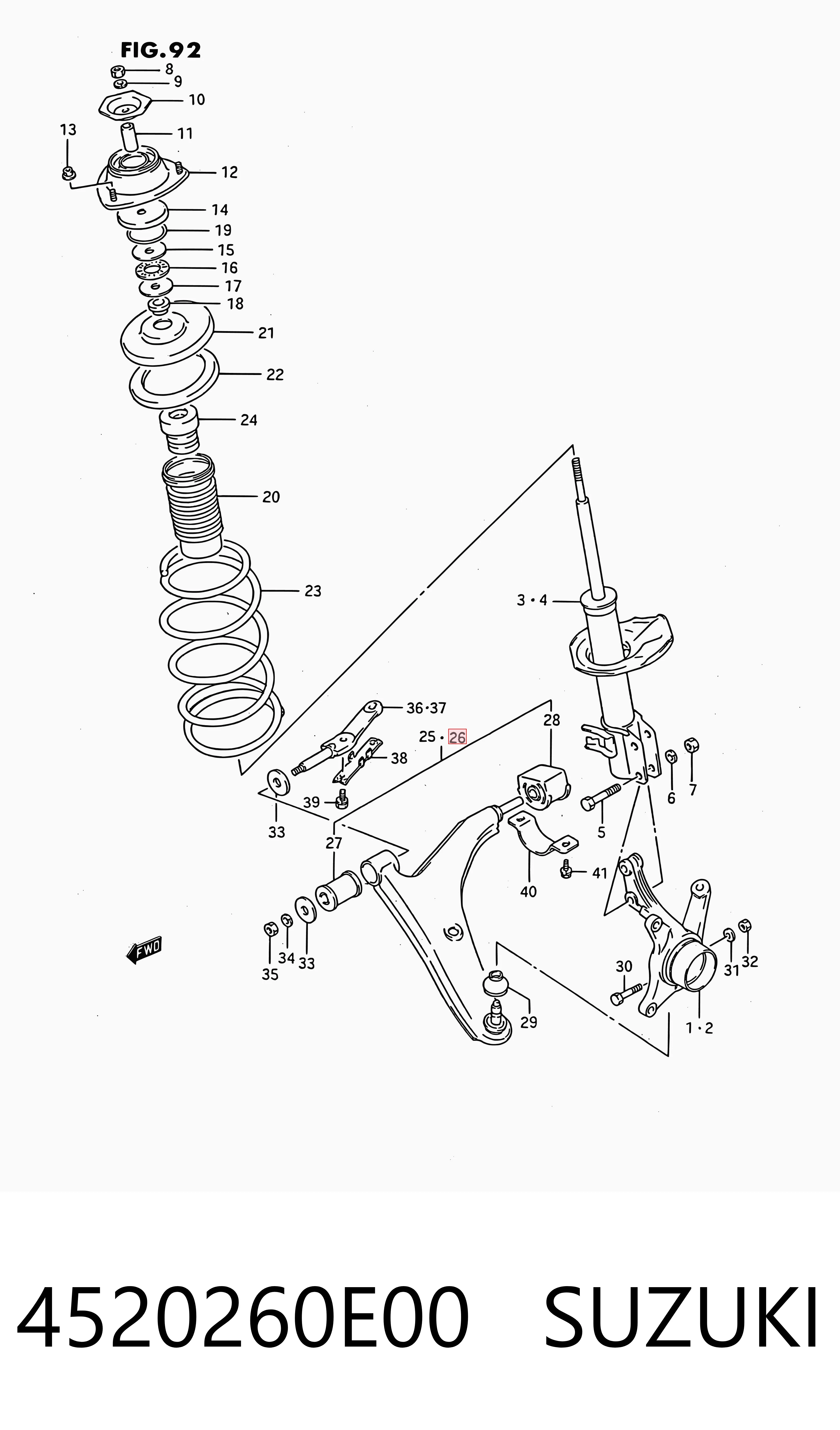 Rótula inferior de suspensión 4520260E00 SUZUKI