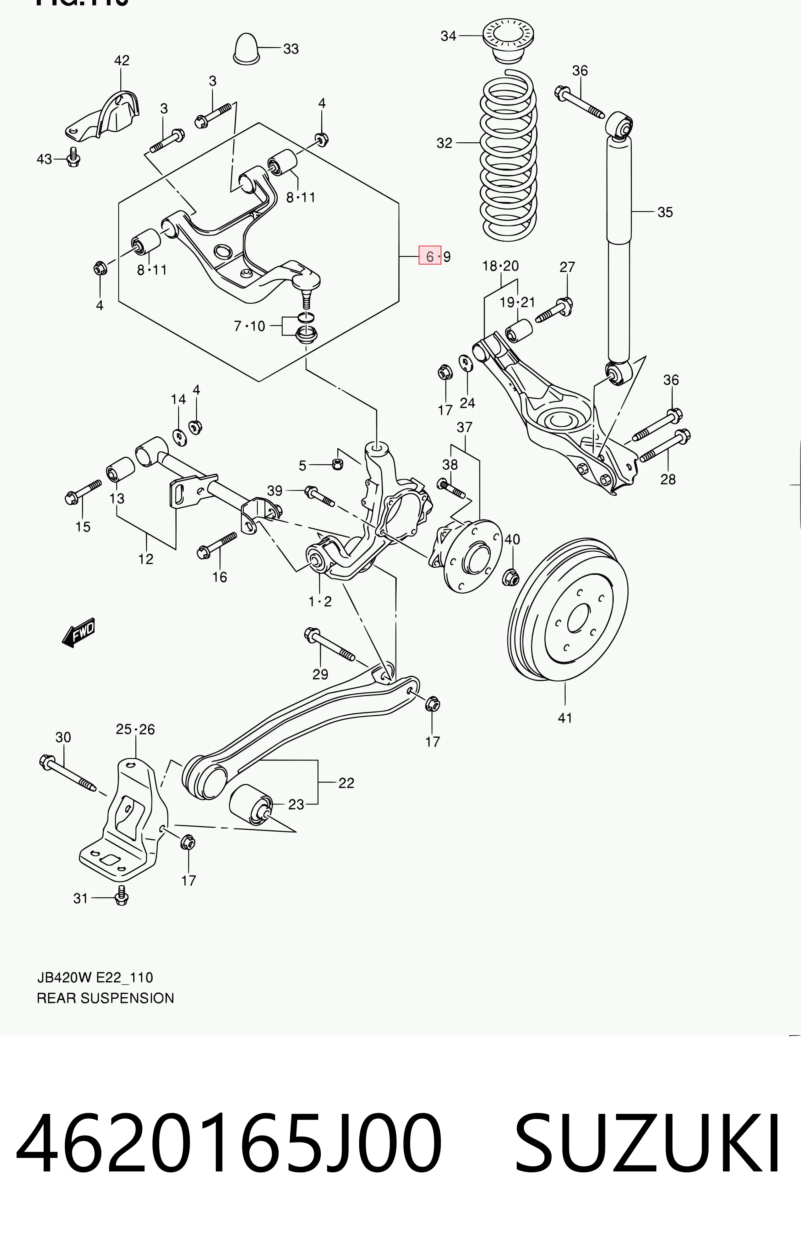 Brazo superior derecho de la suspensión trasera 61060 TRC