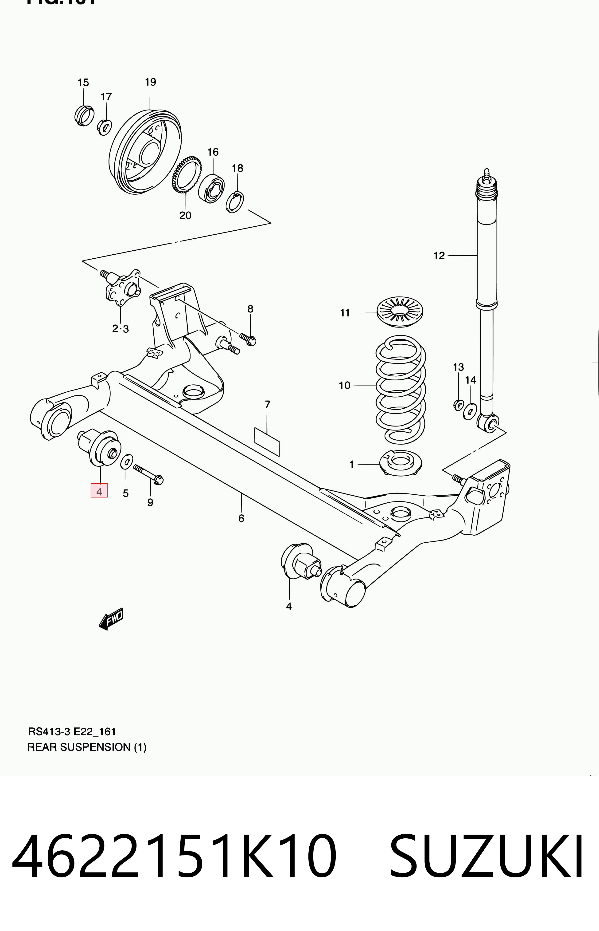 Silentblock del puente trasero Suzuki Swift III (2005-2011)