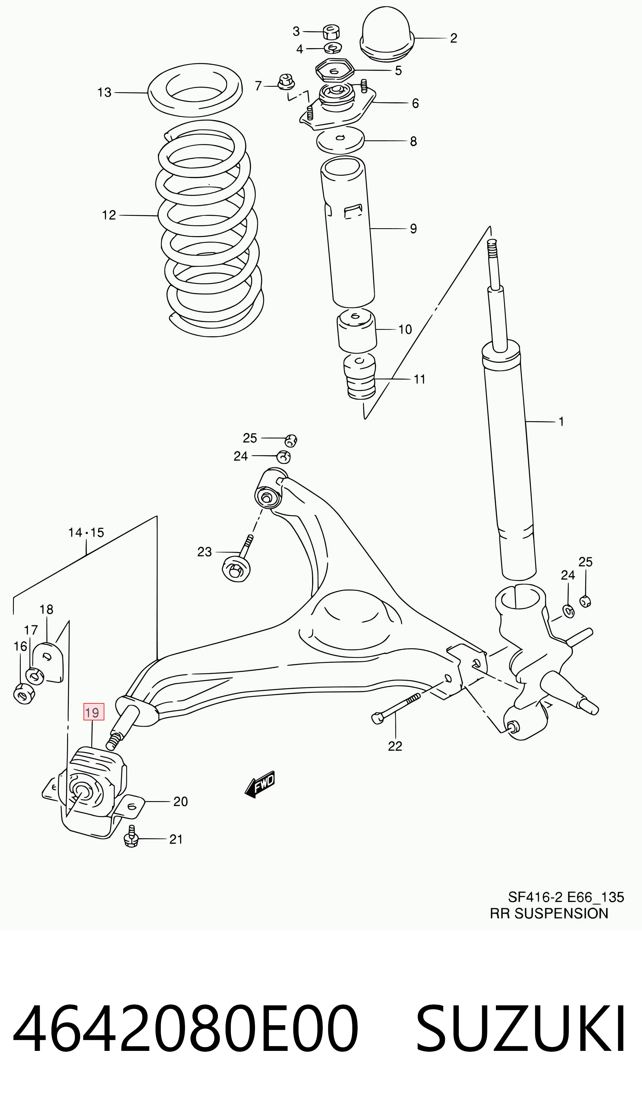 Buje delantero del brazo trasero 4642080E00 SUZUKI
