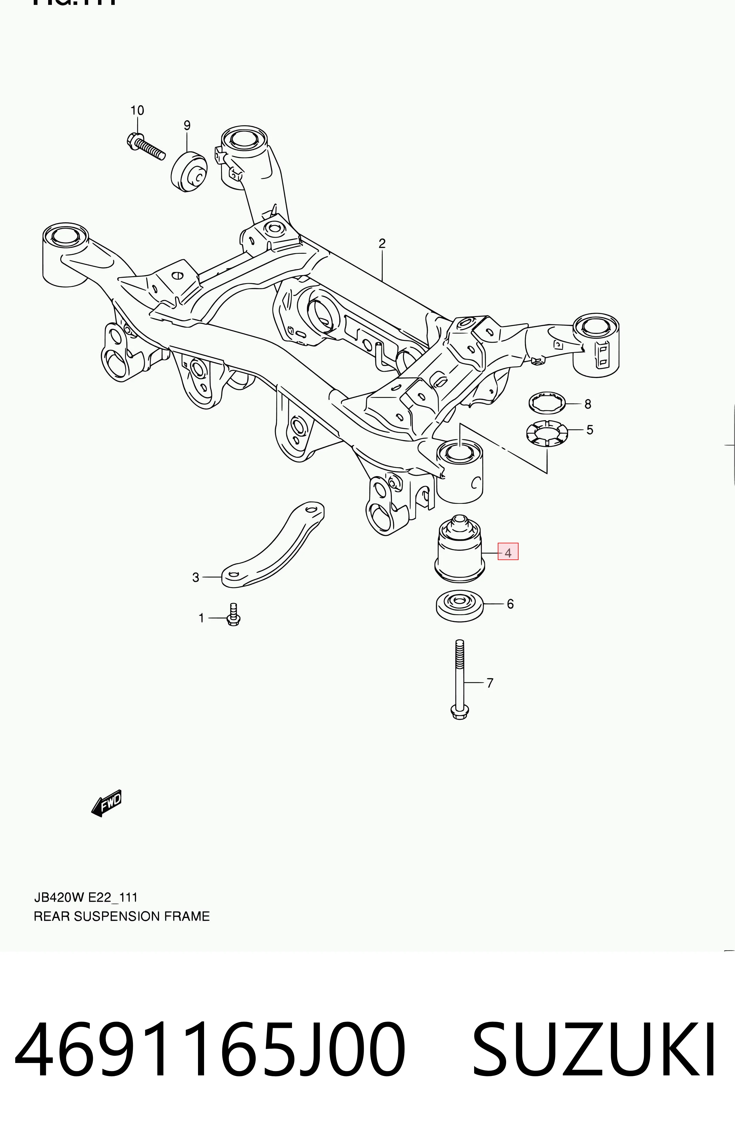 Buje de la viga trasera 4691165J00 SUZUKI