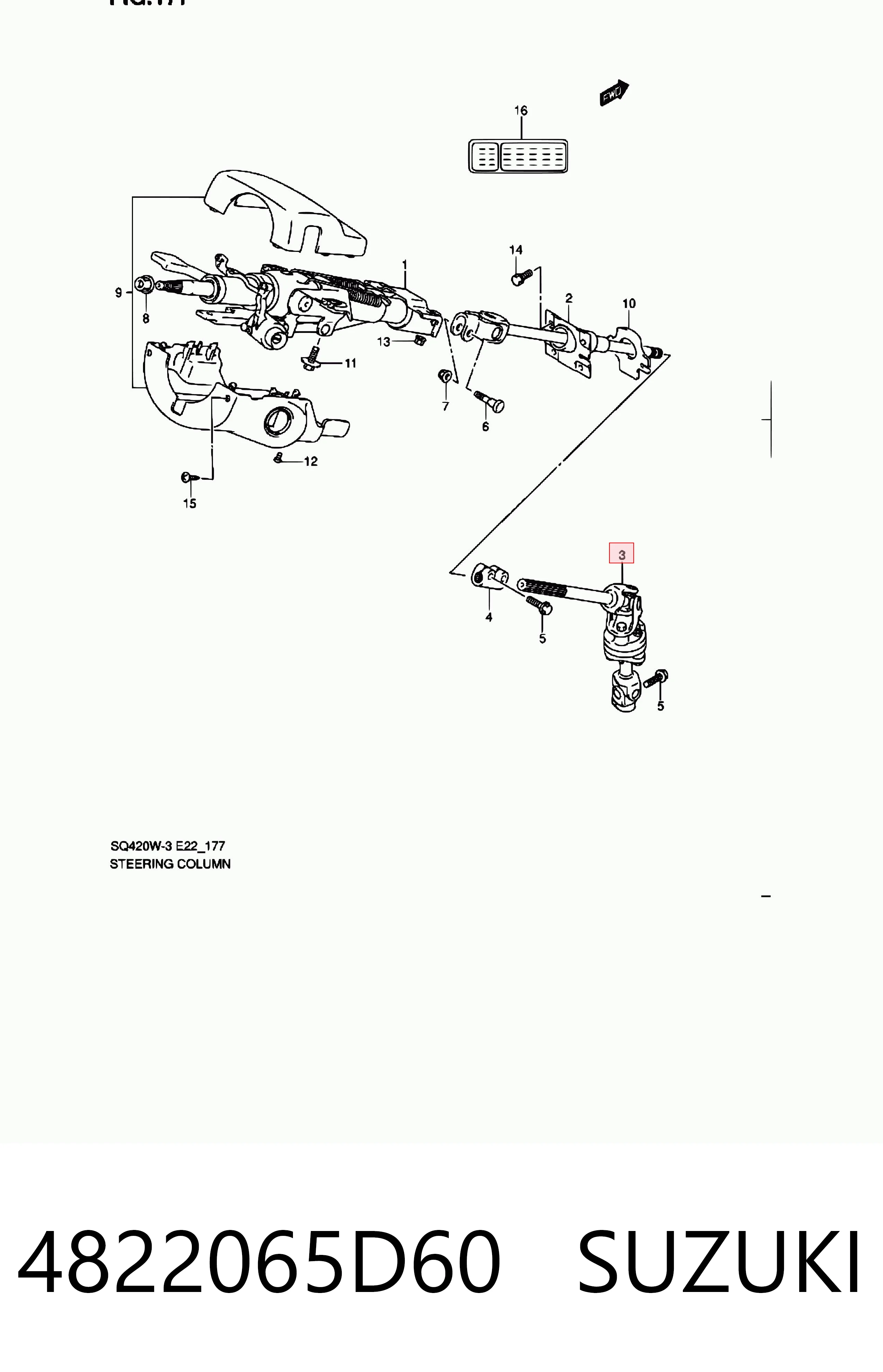 4822065D60 Suzuki Eje inferior de la columna de dirección