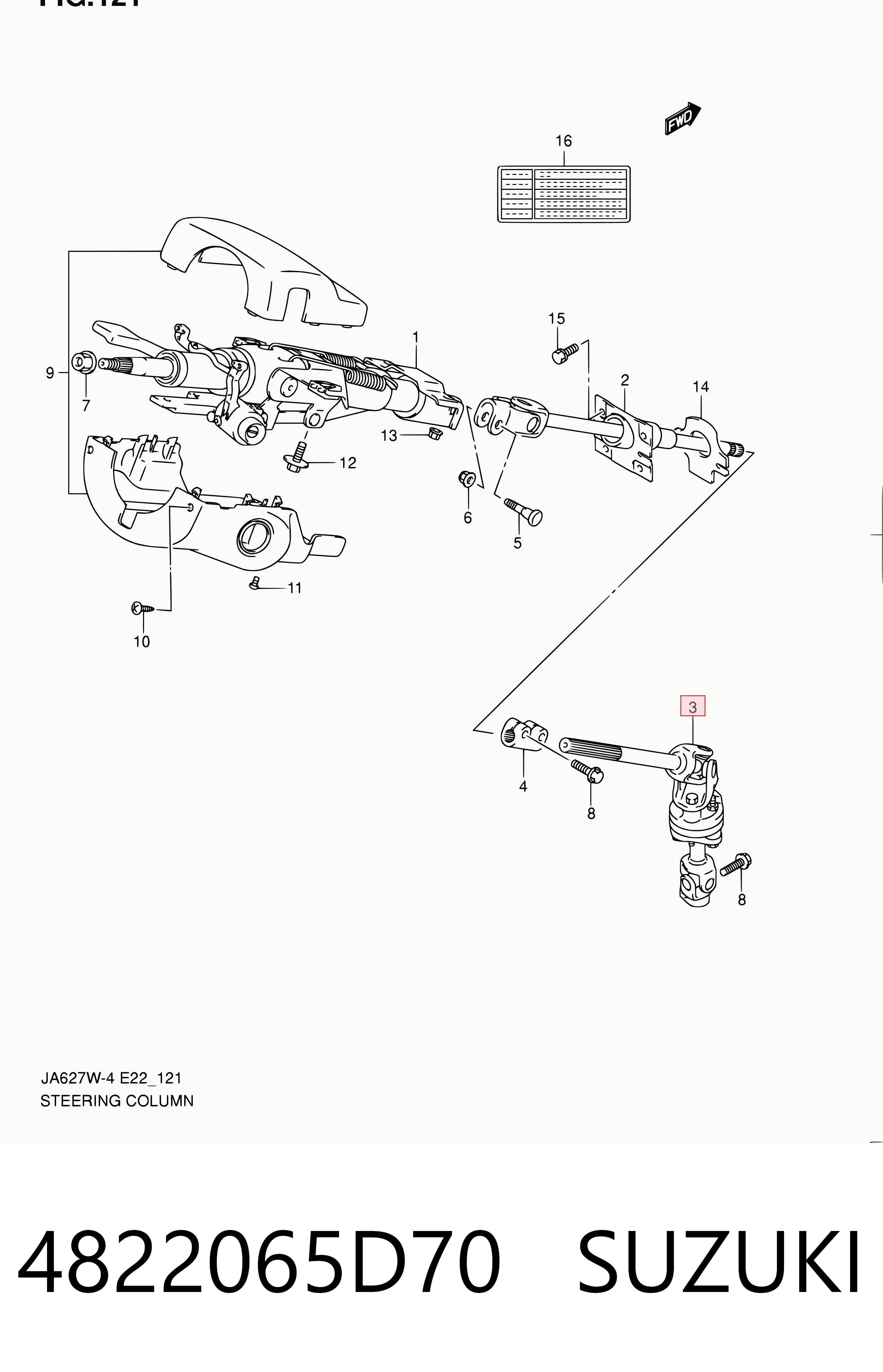 4822065D70 Suzuki Eje inferior de la columna de dirección