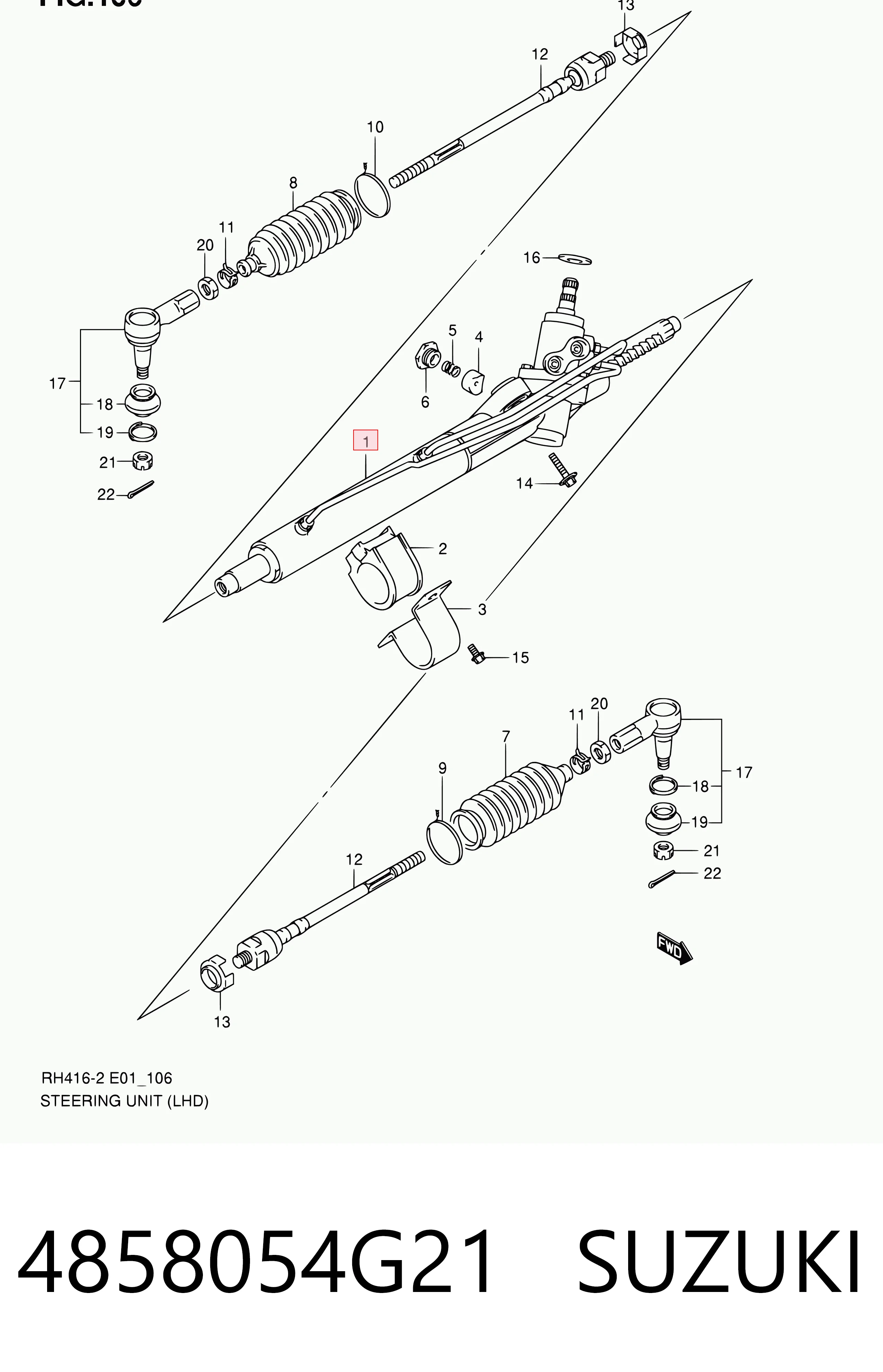 4858054G21 Suzuki Cremallera caja de direccion