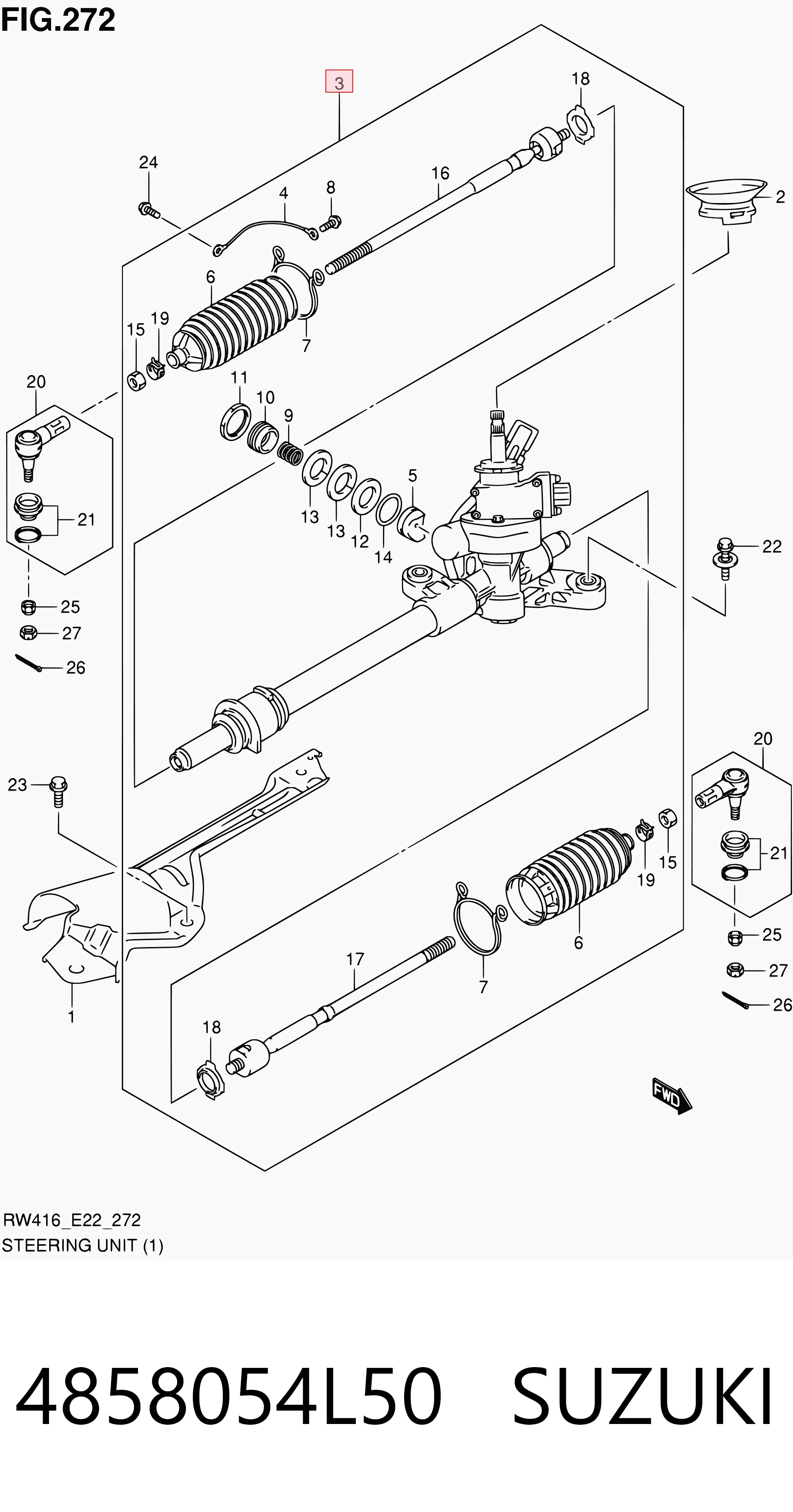 4858054L50 Suzuki Cremallera caja de direccion