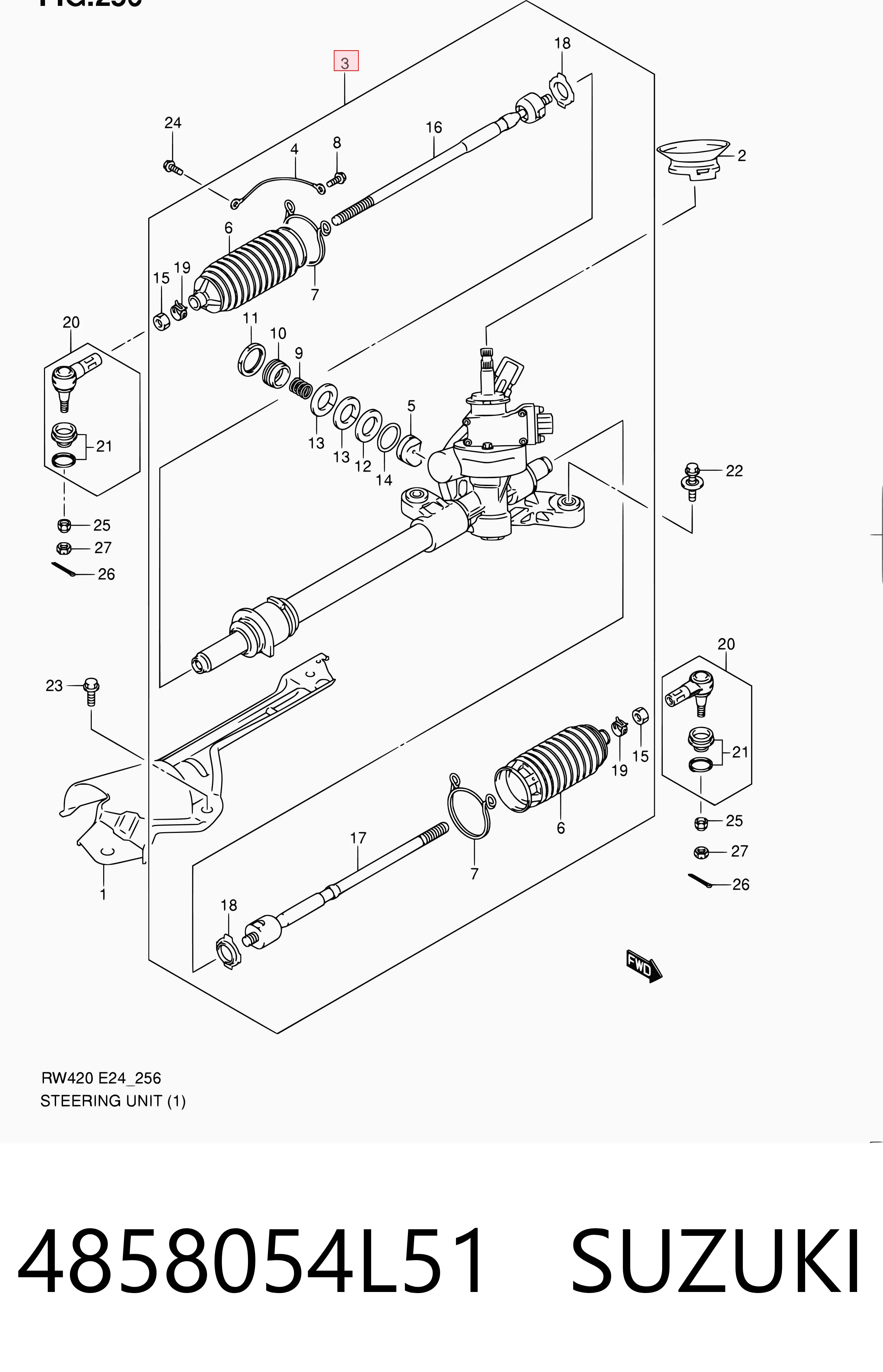 4858054L51 Suzuki Cremallera caja de direccion