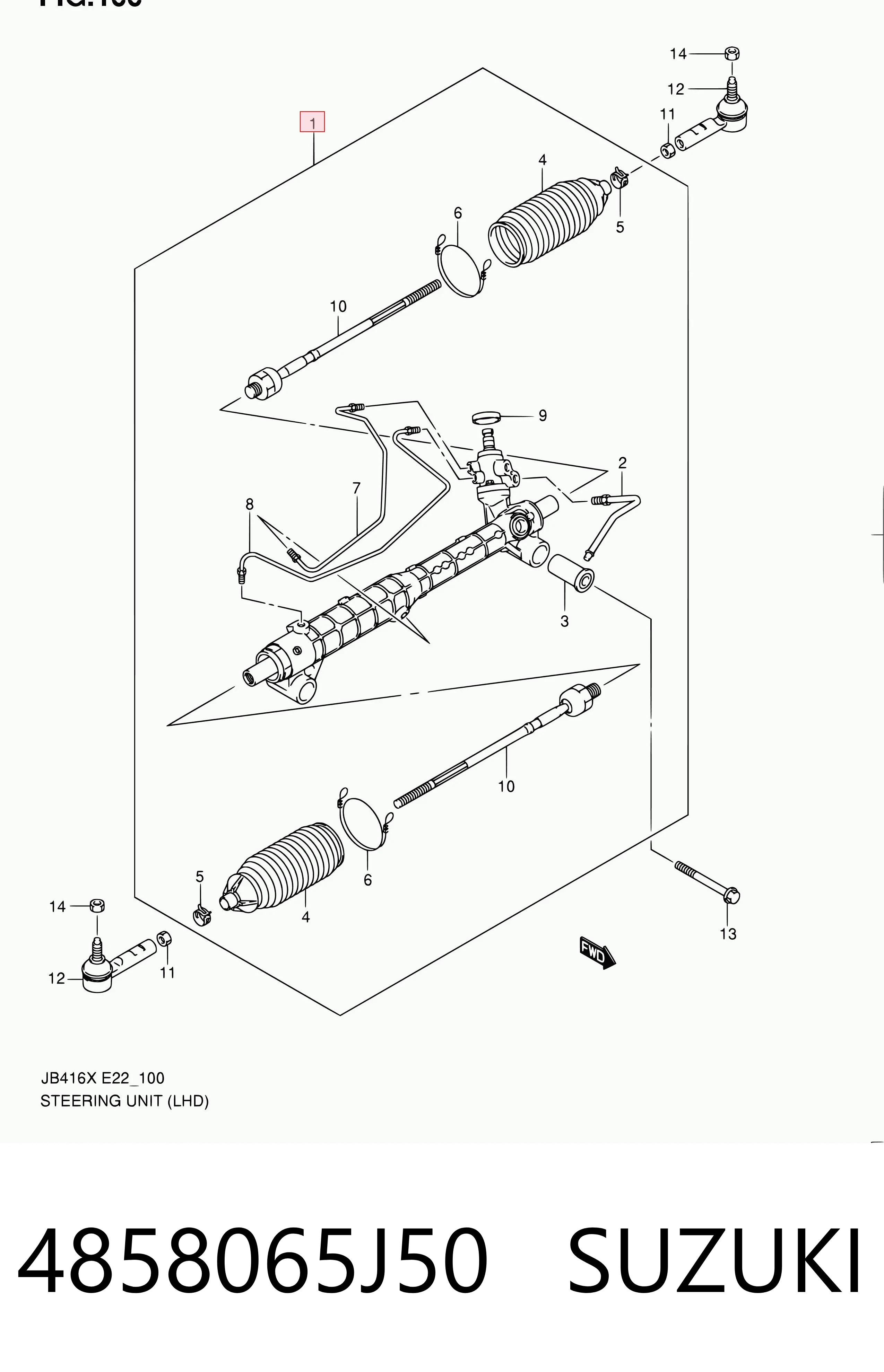4858065J50 Suzuki Cremallera caja de direccion