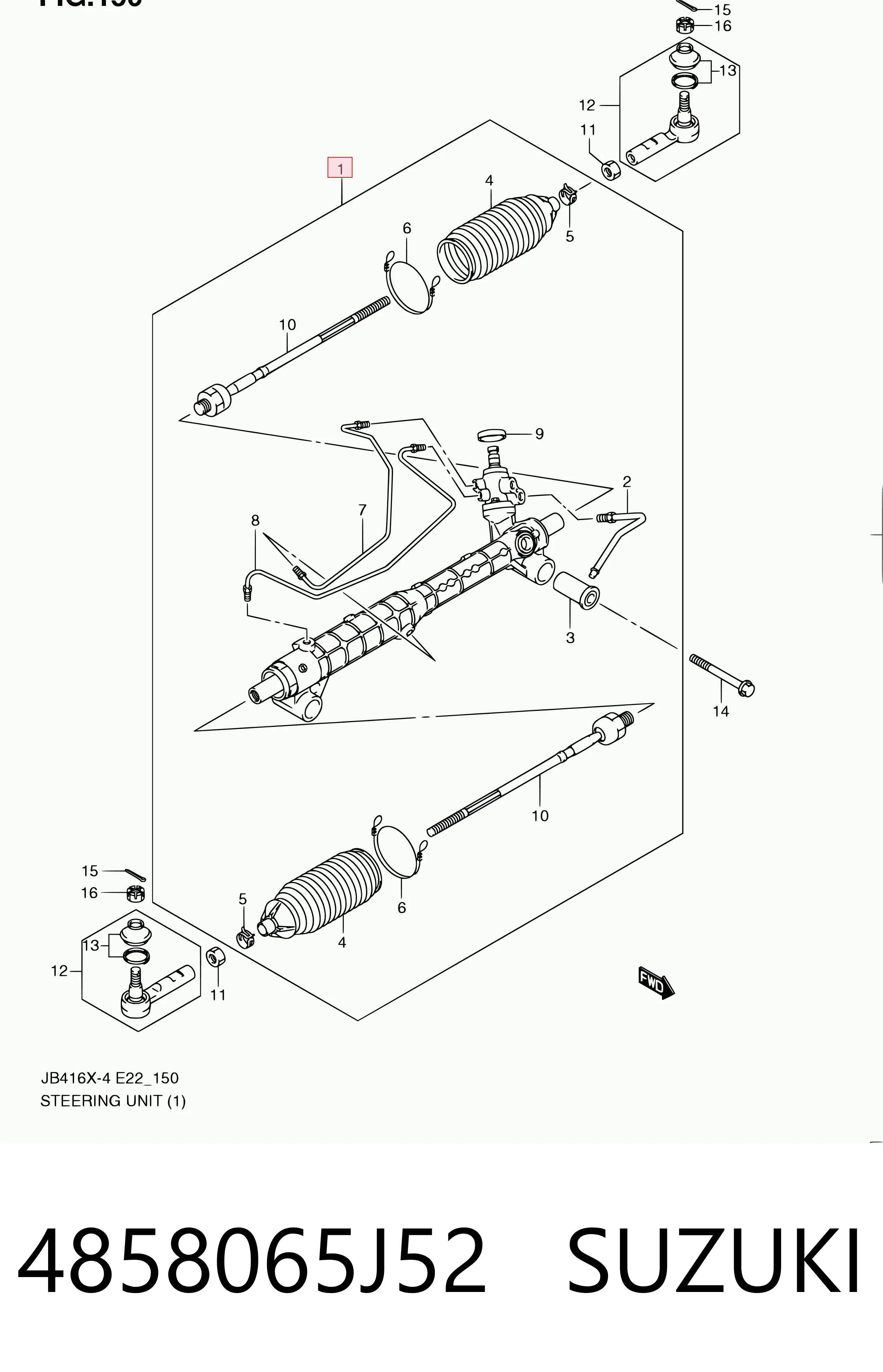 4858065J52 Suzuki Cremallera caja de direccion