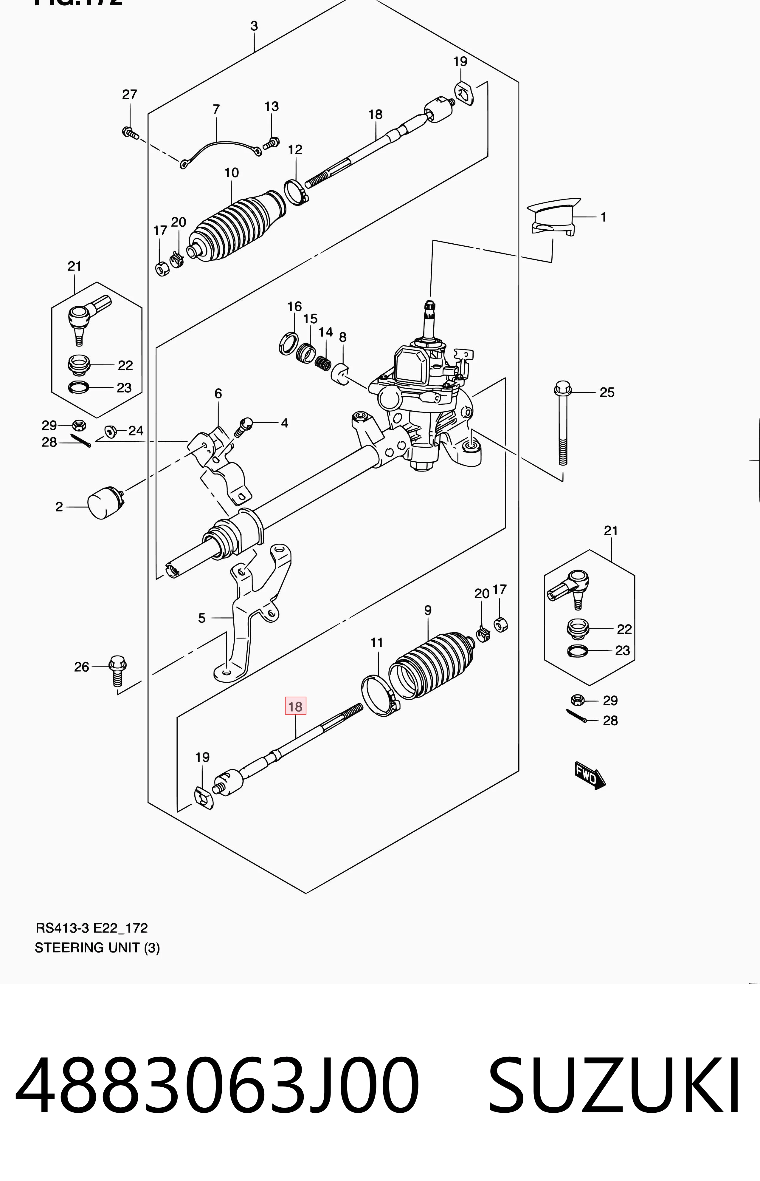 4883063J00 Suzuki Barra de direccion coche