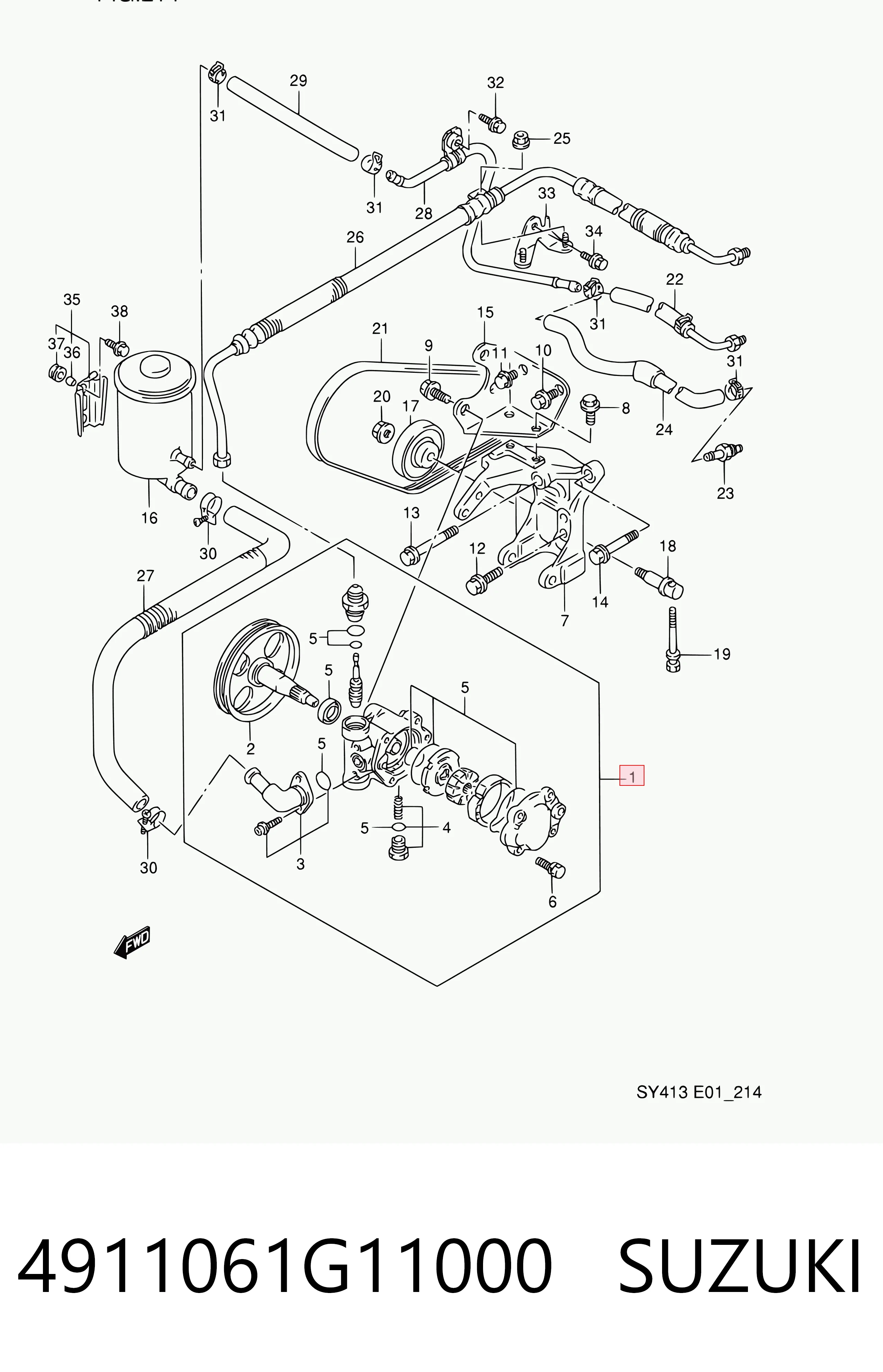 Bomba hidráulica de dirección para Suzuki Baleno  EG