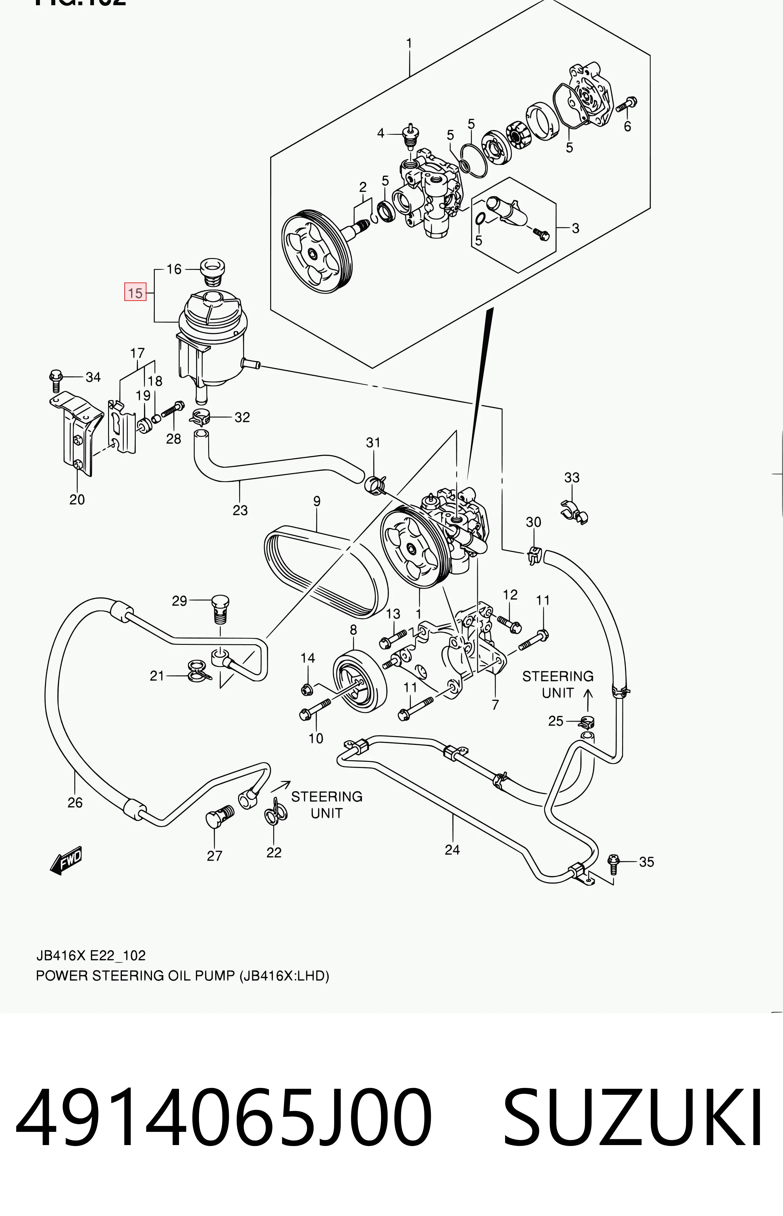 4914065J00 Suzuki Depósito de bomba de dirección hidráulica