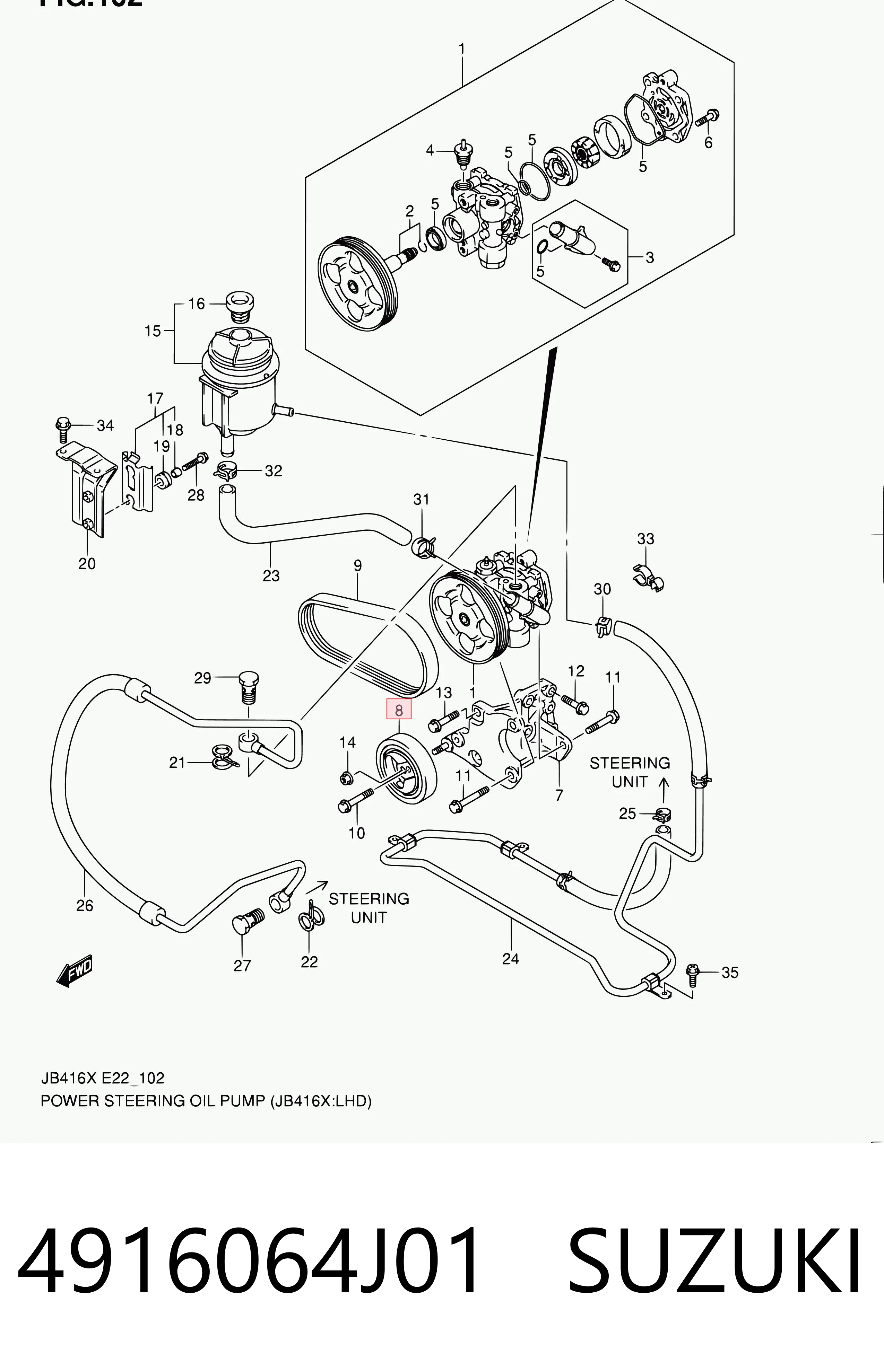 4916064J01 Suzuki Polea tensora