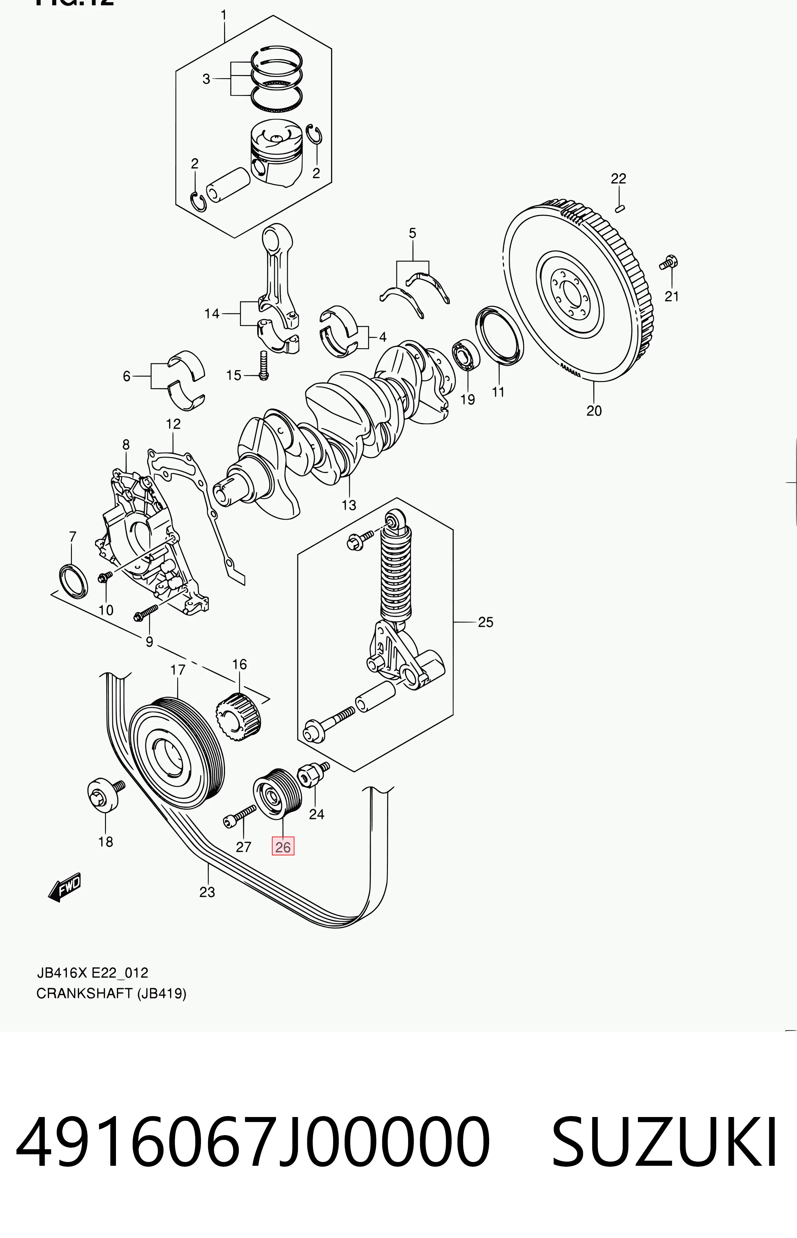Polea tensora auxiliar de la correa poly V 4916067J00000 SUZUKI